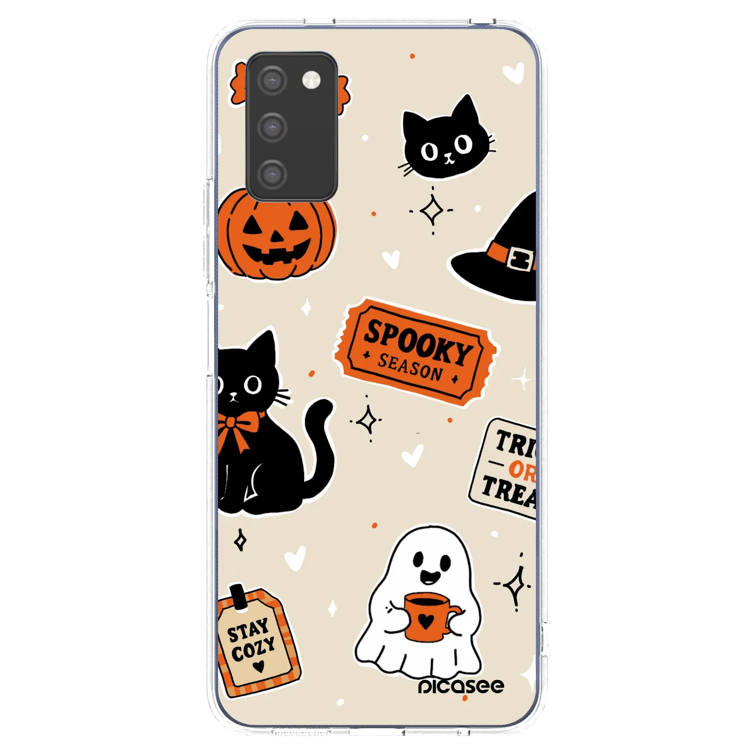 Picasee átlátszó szilikon tok az alábbi mobiltelefonokra Samsung Galaxy A02s A025G - Halloween stickers