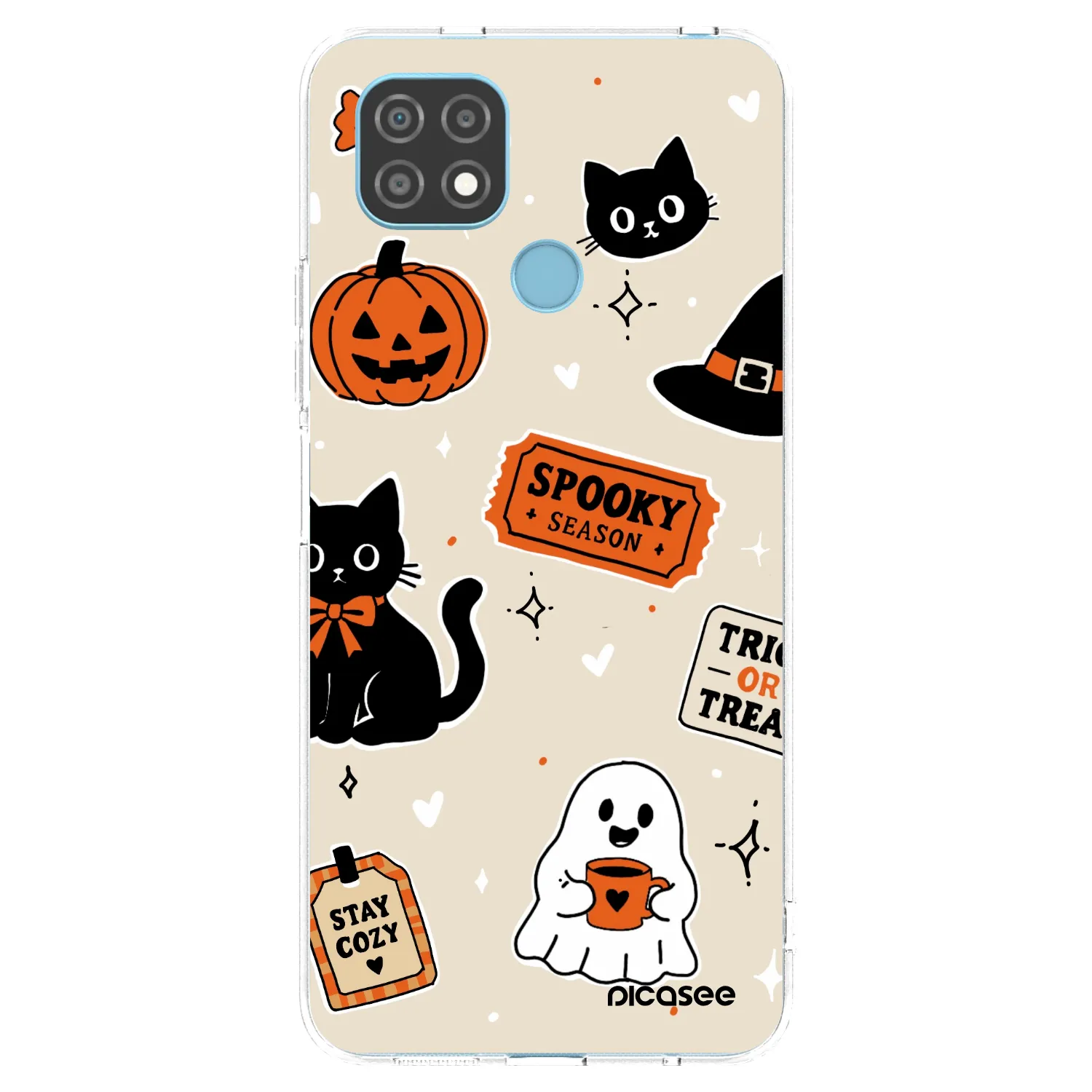 Picasee átlátszó szilikon tok az alábbi mobiltelefonokra Realme C21 - Halloween stickers
