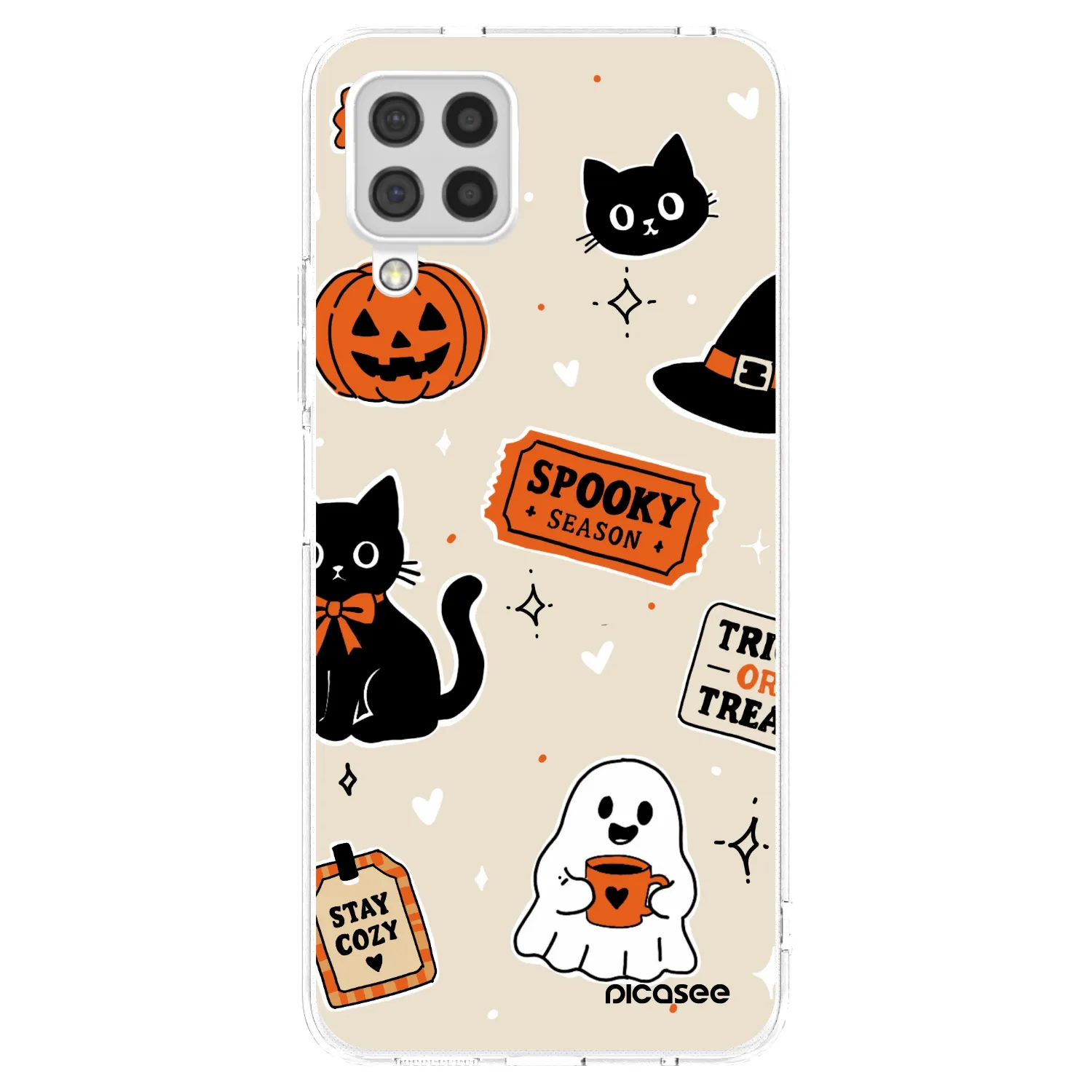 Picasee átlátszó szilikon tok az alábbi mobiltelefonokra Samsung Galaxy A22 A225F 4G - Halloween stickers