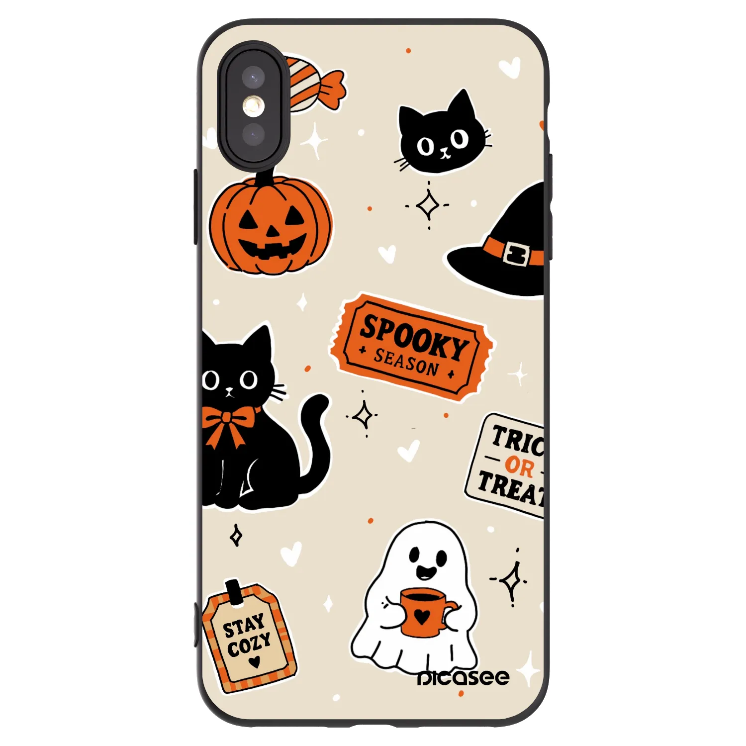 Picasee fekete szilikon tok az alábbi mobiltelefonokra Apple iPhone XS Max - Halloween stickers