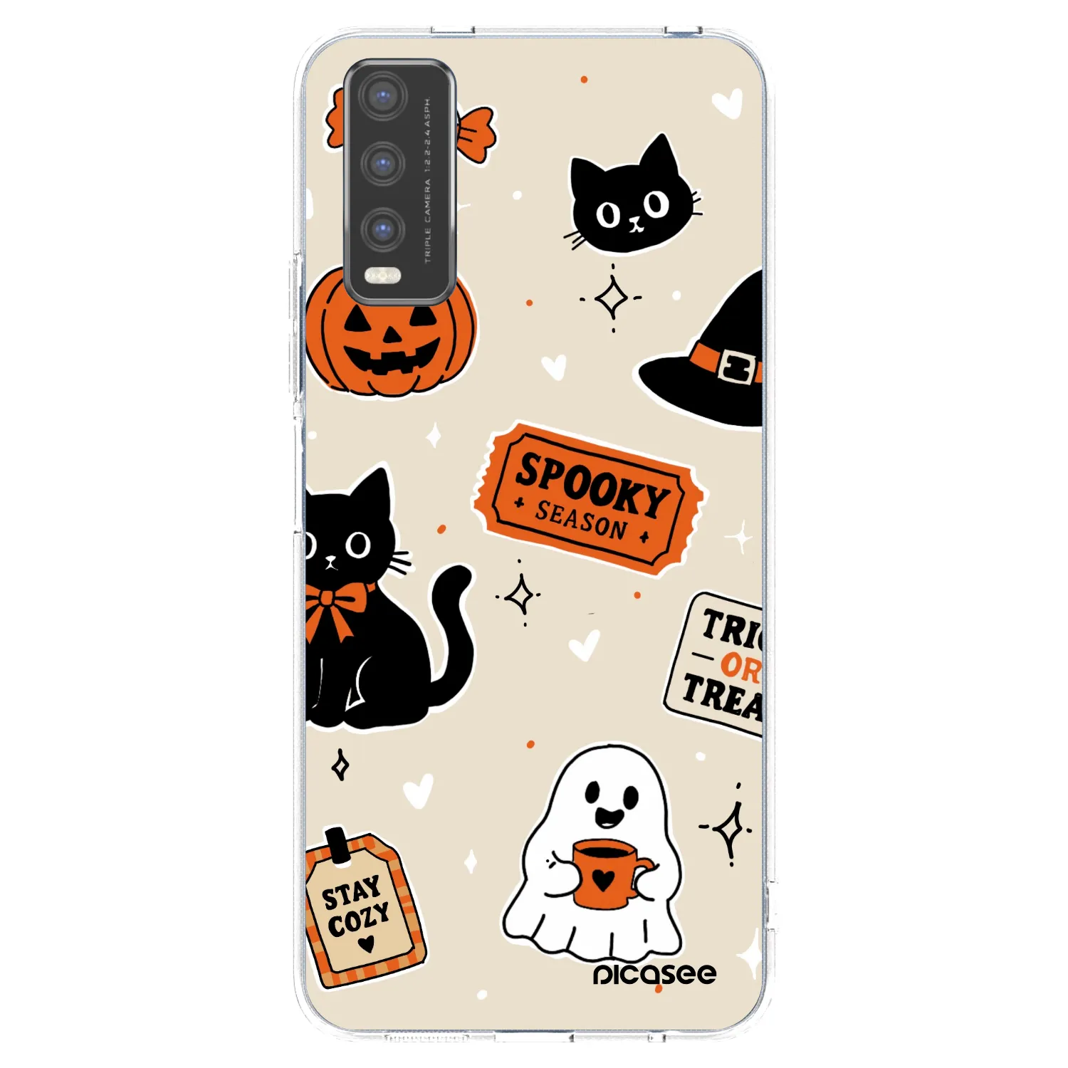 Picasee átlátszó szilikon tok az alábbi mobiltelefonokra Vivo Y20s - Halloween stickers