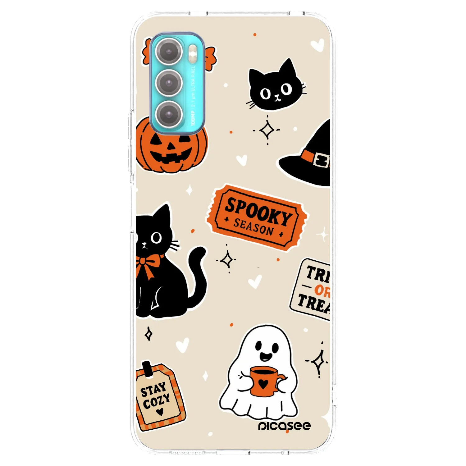 Picasee átlátszó szilikon tok az alábbi mobiltelefonokra Motorola Moto G60 - Halloween stickers