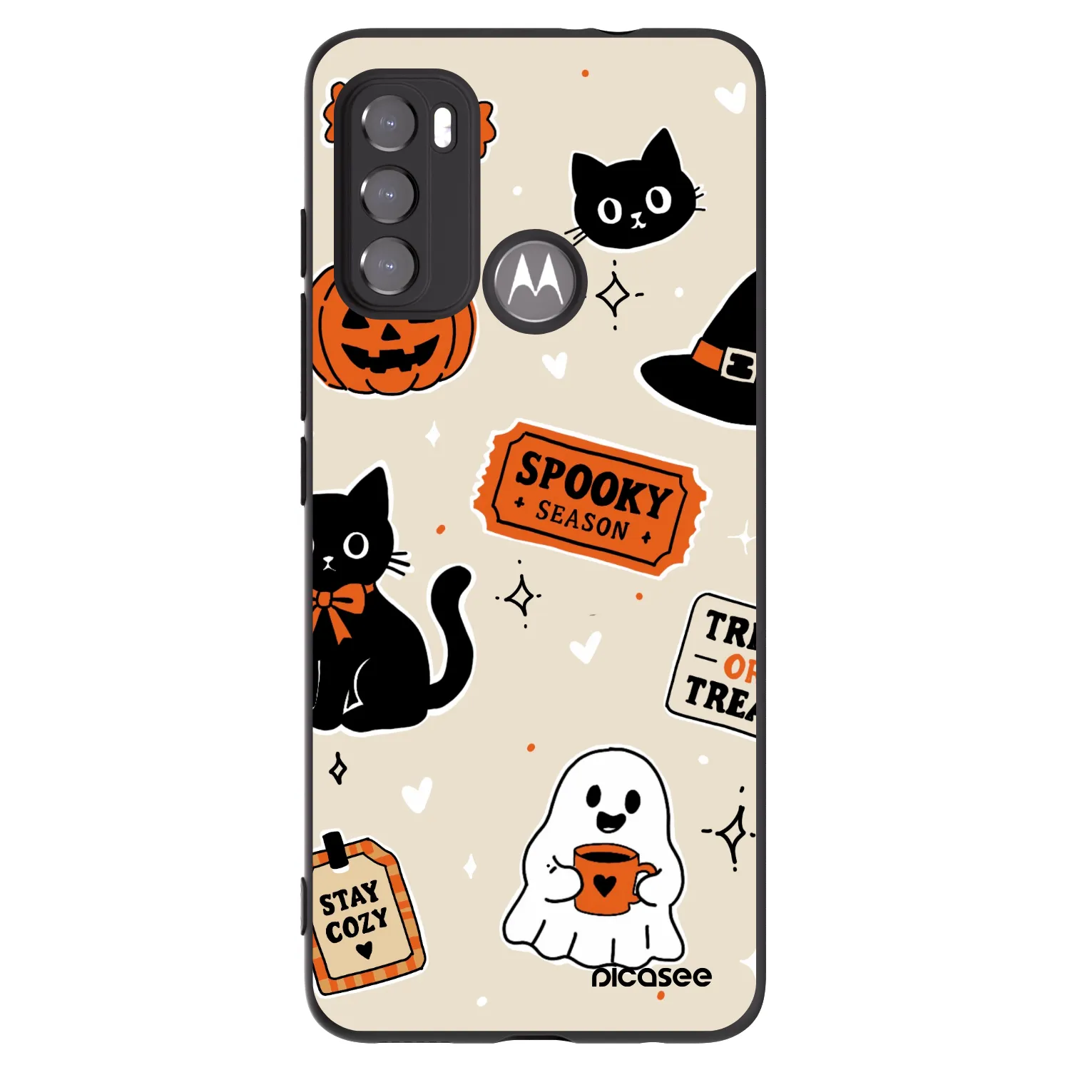 Picasee fekete szilikon tok az alábbi mobiltelefonokra Motorola Moto G60 - Halloween stickers