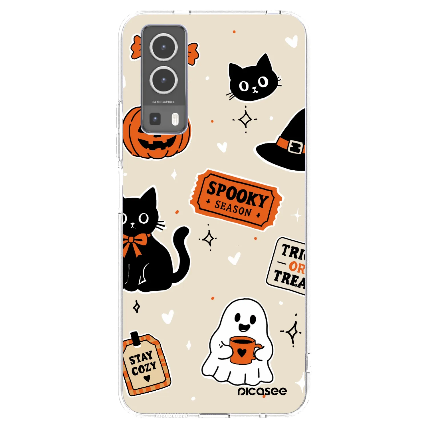 Picasee átlátszó szilikon tok az alábbi mobiltelefonokra Vivo Y72 5G - Halloween stickers
