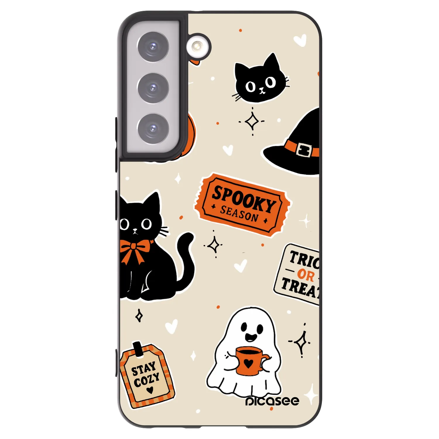Picasee fekete szilikon tok az alábbi mobiltelefonokra Samsung Galaxy S22 5G - Halloween stickers