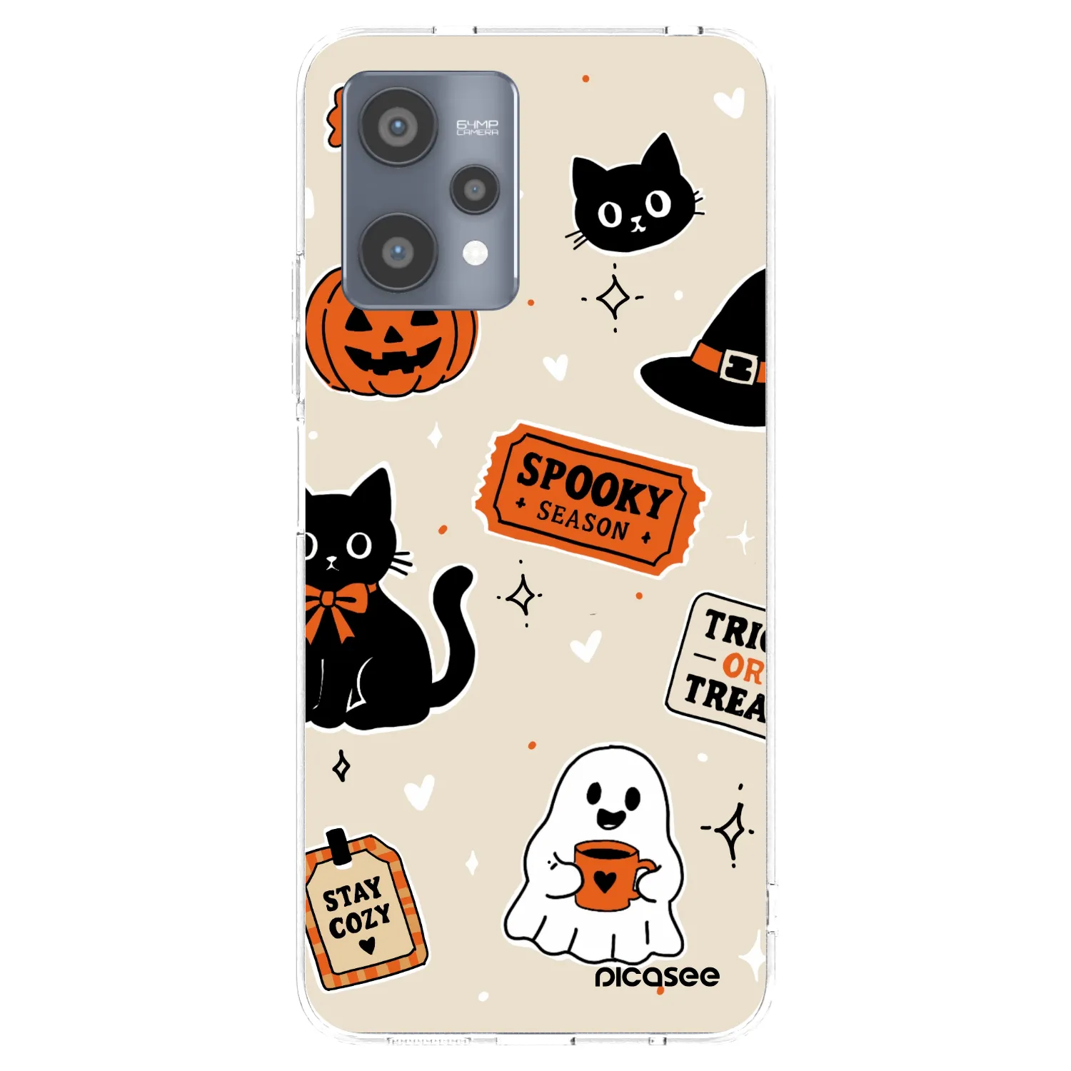 Picasee átlátszó szilikon tok az alábbi mobiltelefonokra Realme 9 Pro 5G - Halloween stickers