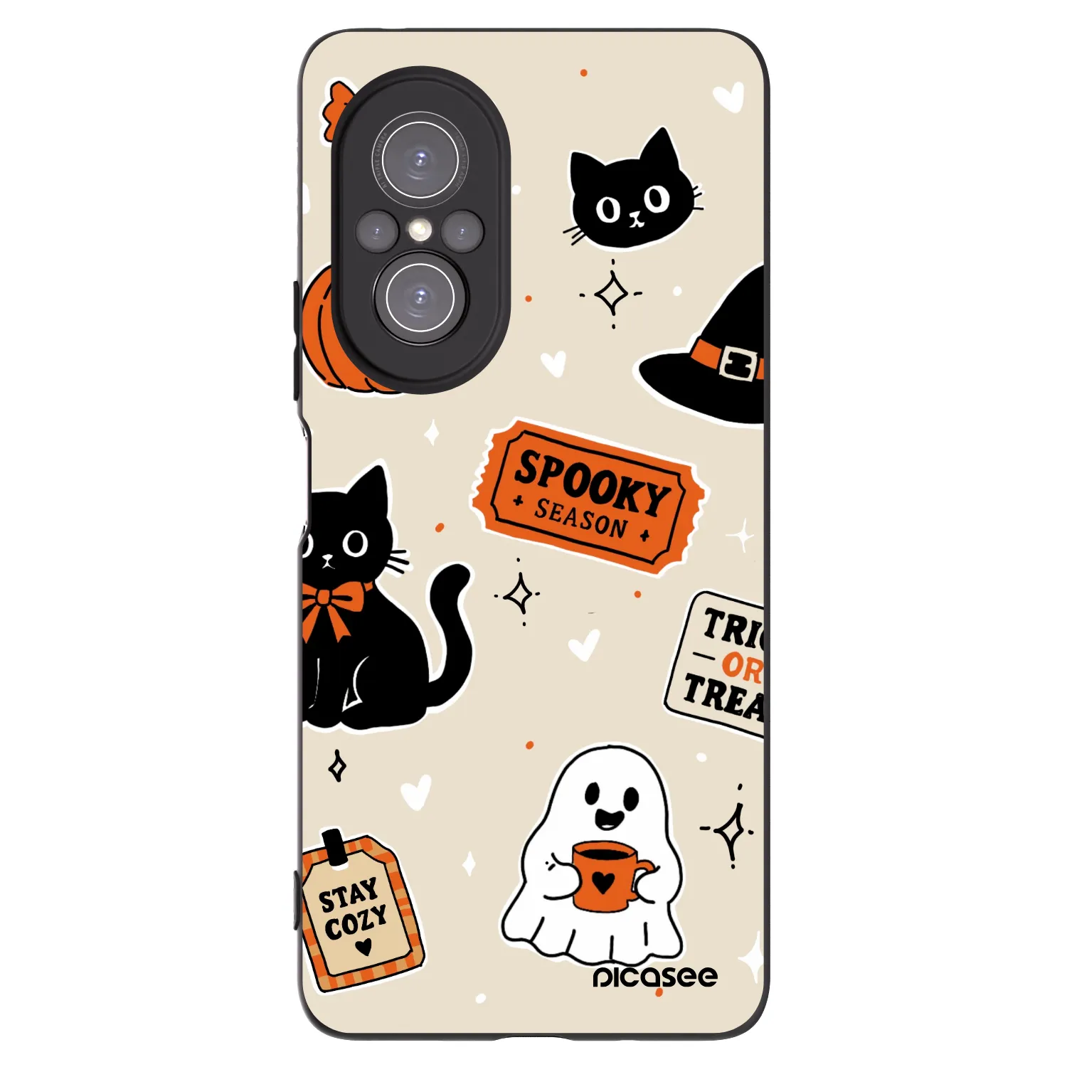 Picasee fekete szilikon tok az alábbi mobiltelefonokra Huawei Nova 9 SE - Halloween stickers