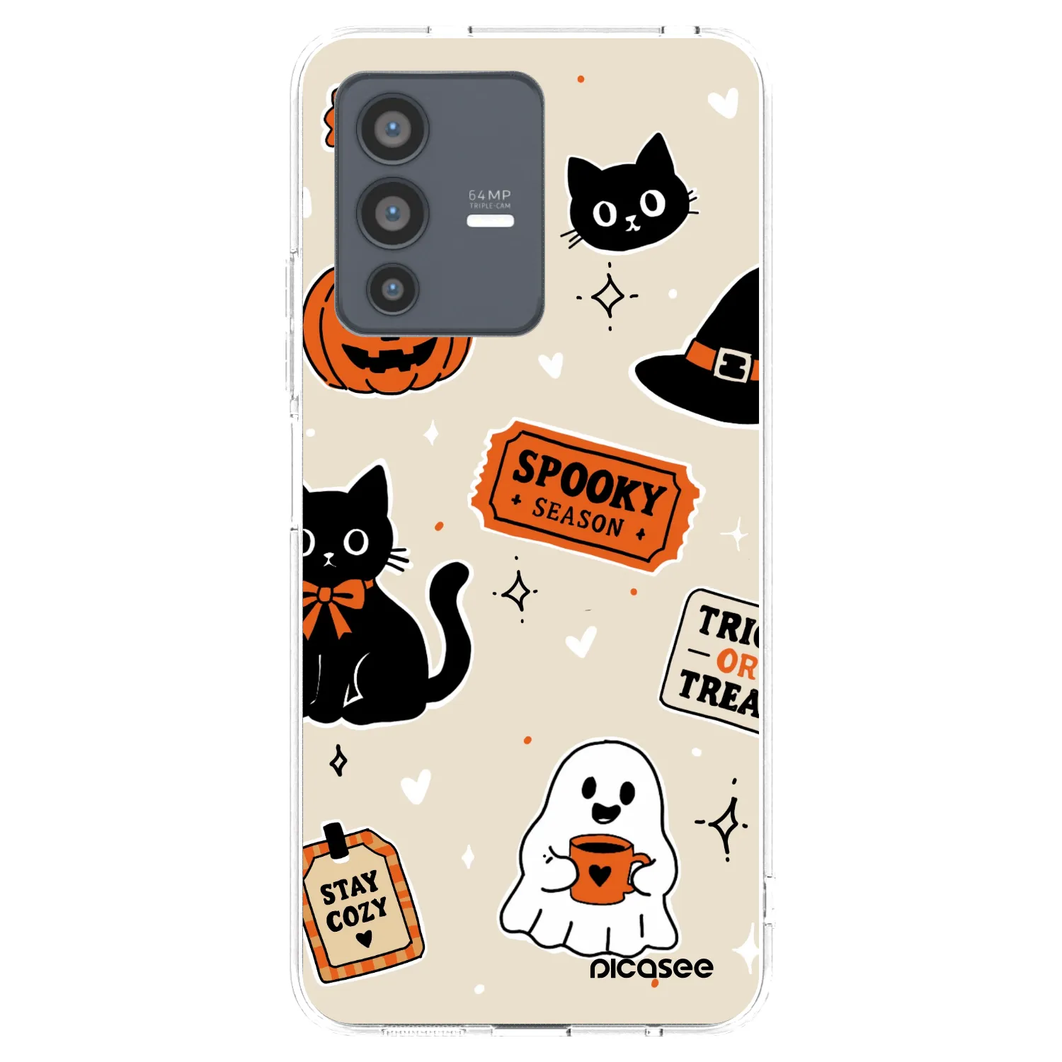 Picasee átlátszó szilikon tok az alábbi mobiltelefonokra Vivo V23 5G - Halloween stickers