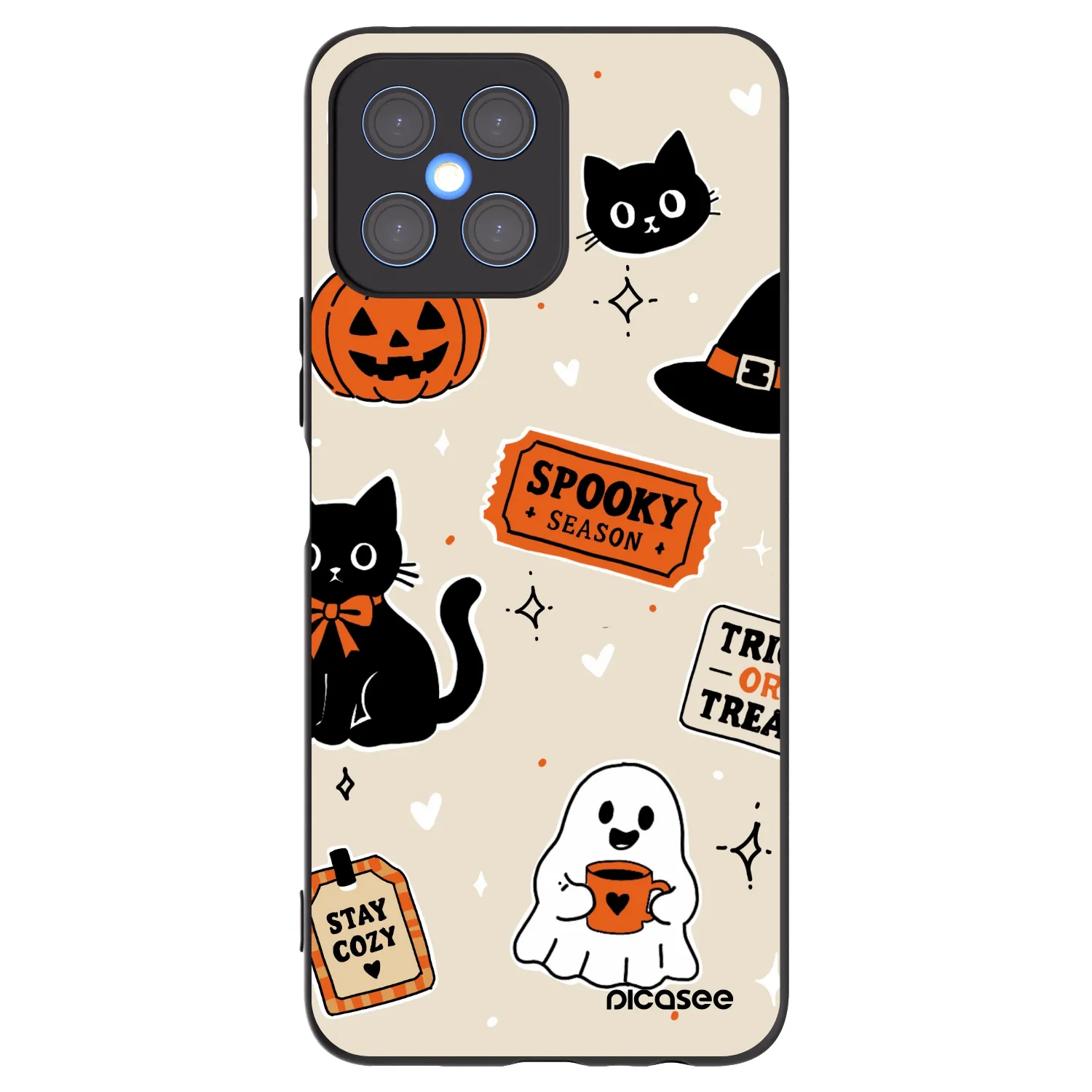 Picasee fekete szilikon tok az alábbi mobiltelefonokra Honor X8 4G - Halloween stickers