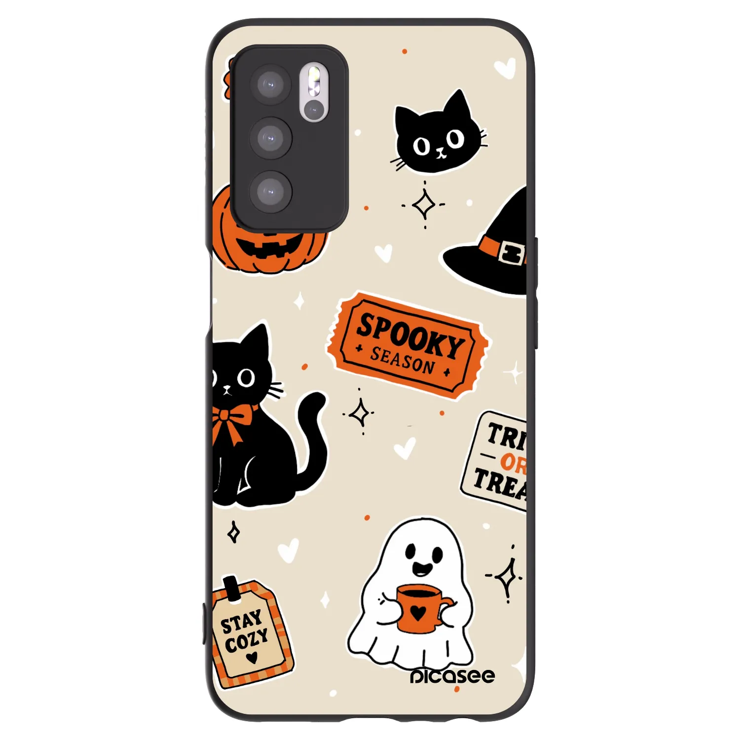 Picasee fekete szilikon tok az alábbi mobiltelefonokra OPPO A16s - Halloween stickers
