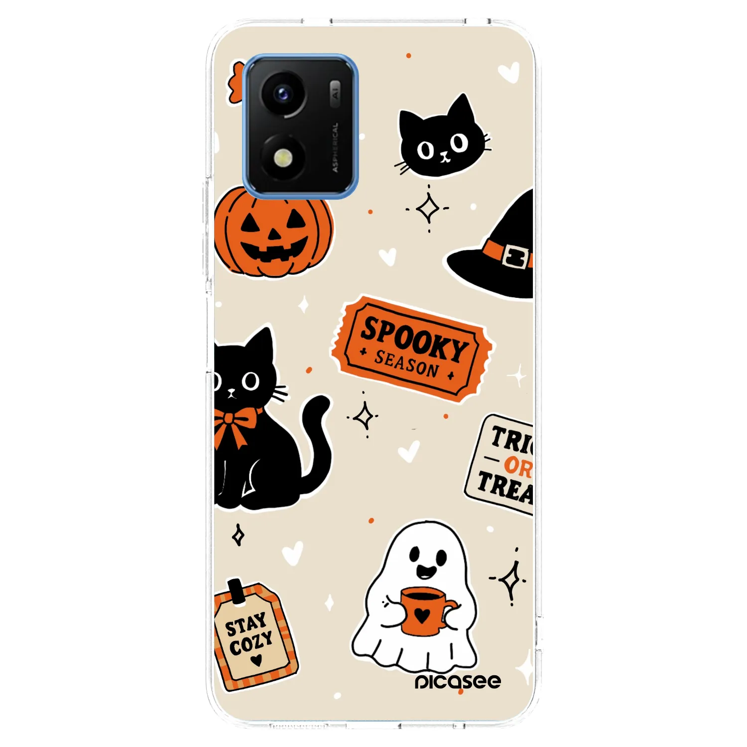 Picasee átlátszó szilikon tok az alábbi mobiltelefonokra Vivo Y01 - Halloween stickers