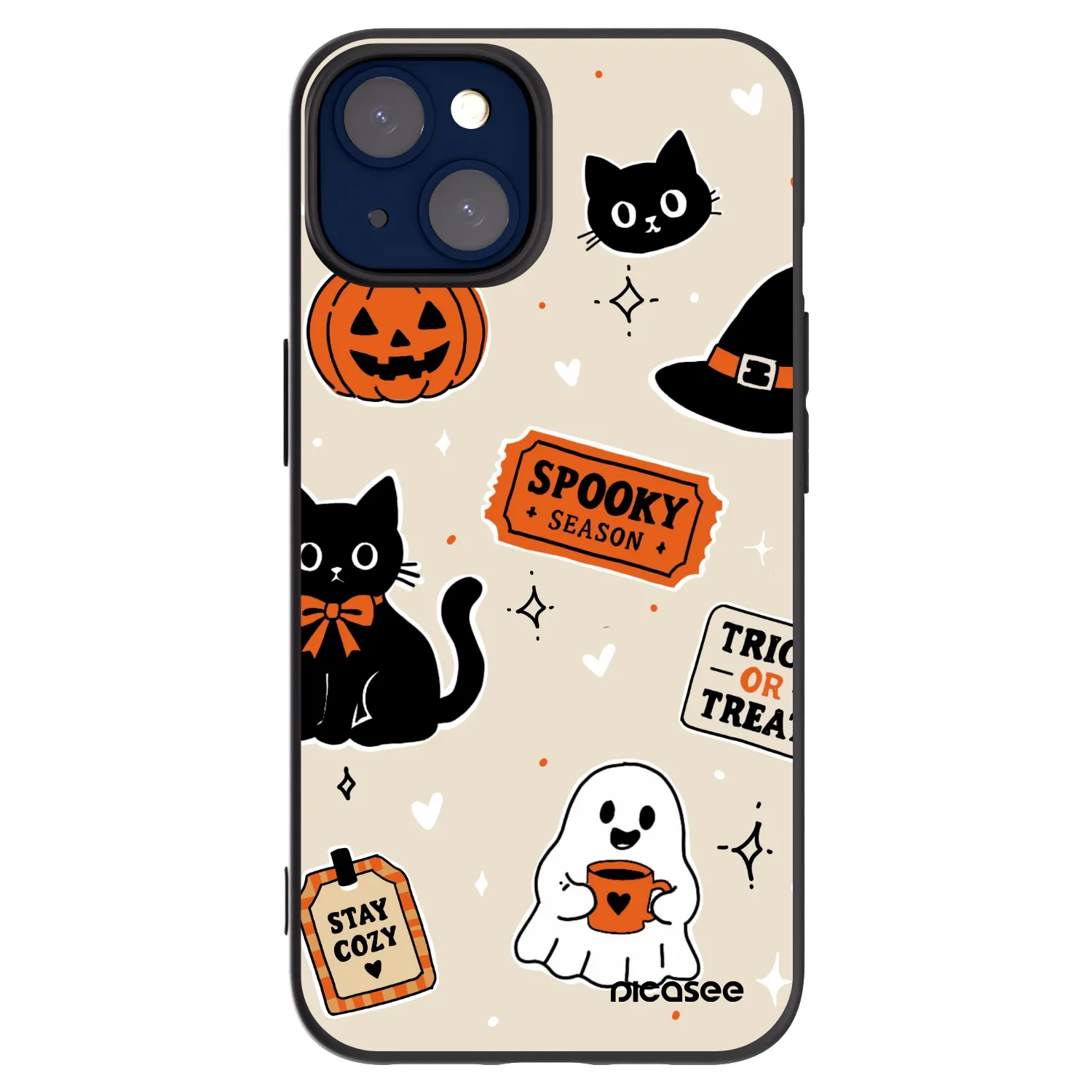 Picasee fekete szilikon tok az alábbi mobiltelefonokra Apple iPhone 14 - Halloween stickers