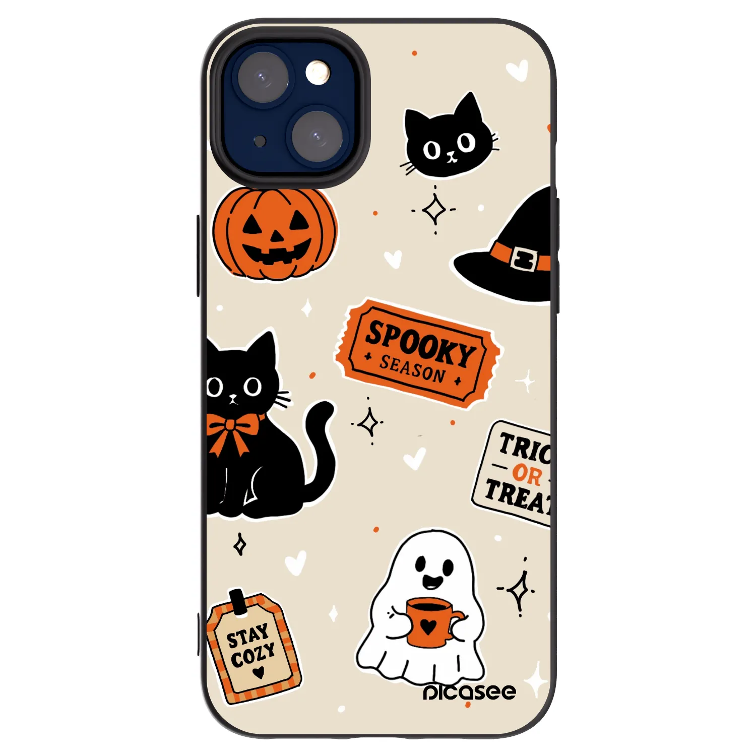 Picasee fekete szilikon tok az alábbi mobiltelefonokra Apple iPhone 14 Plus - Halloween stickers