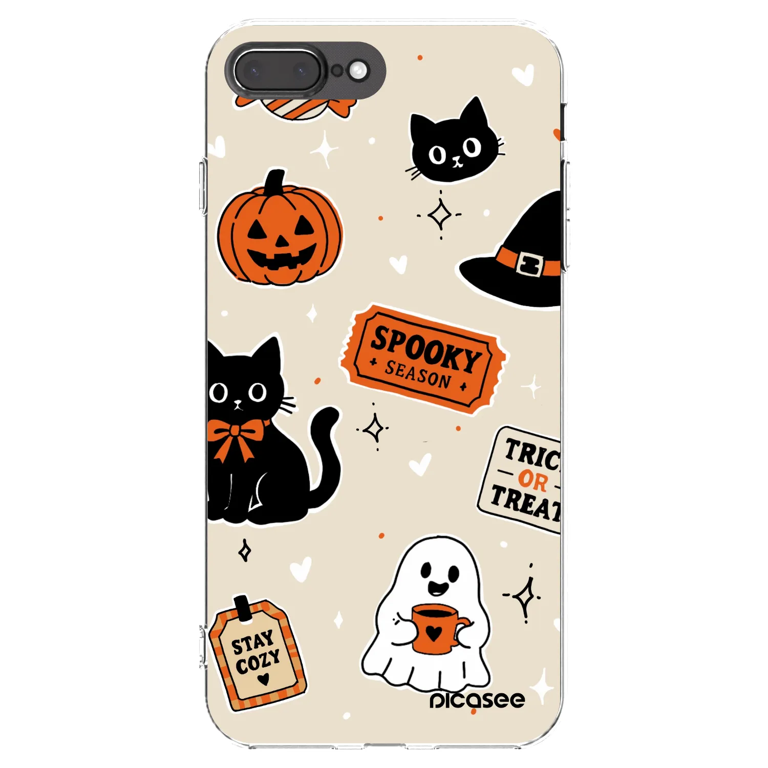 Picasee átlátszó szilikon tok az alábbi mobiltelefonokra Apple iPhone 8 Plus - Halloween stickers