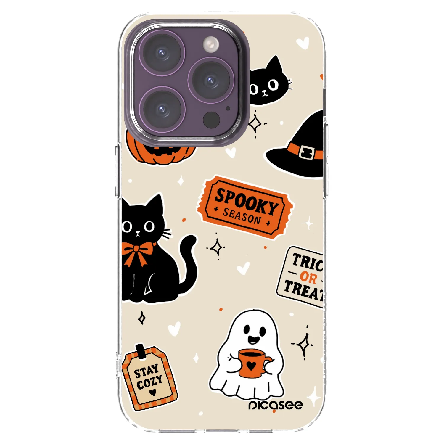Picasee átlátszó szilikon tok az alábbi mobiltelefonokra Apple iPhone 14 Pro - Halloween stickers