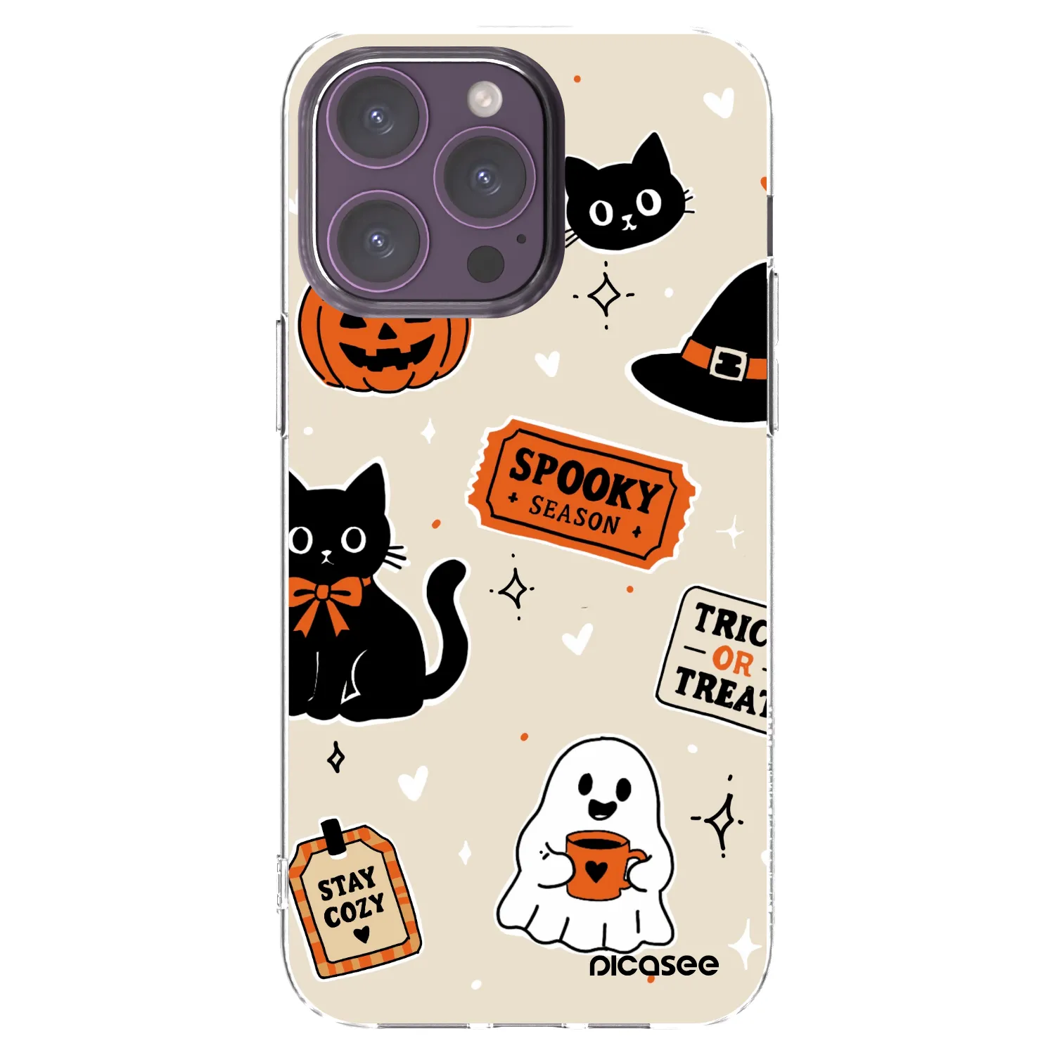 Picasee átlátszó szilikon tok az alábbi mobiltelefonokra Apple iPhone 14 Pro Max - Halloween stickers