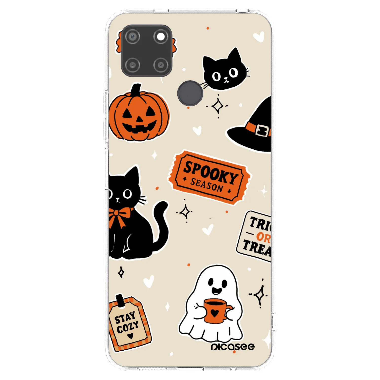 Picasee átlátszó szilikon tok az alábbi mobiltelefonokra Realme C21Y - Halloween stickers