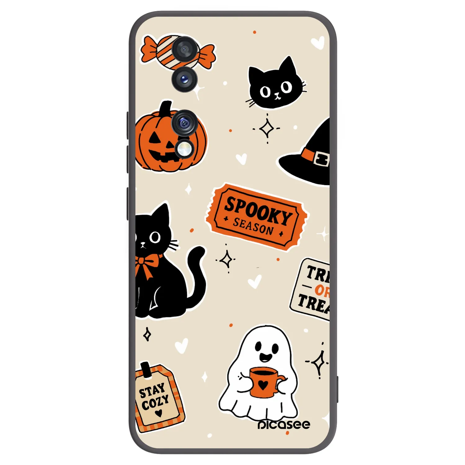 Picasee fekete szilikon tok az alábbi mobiltelefonokra Honor 70 - Halloween stickers