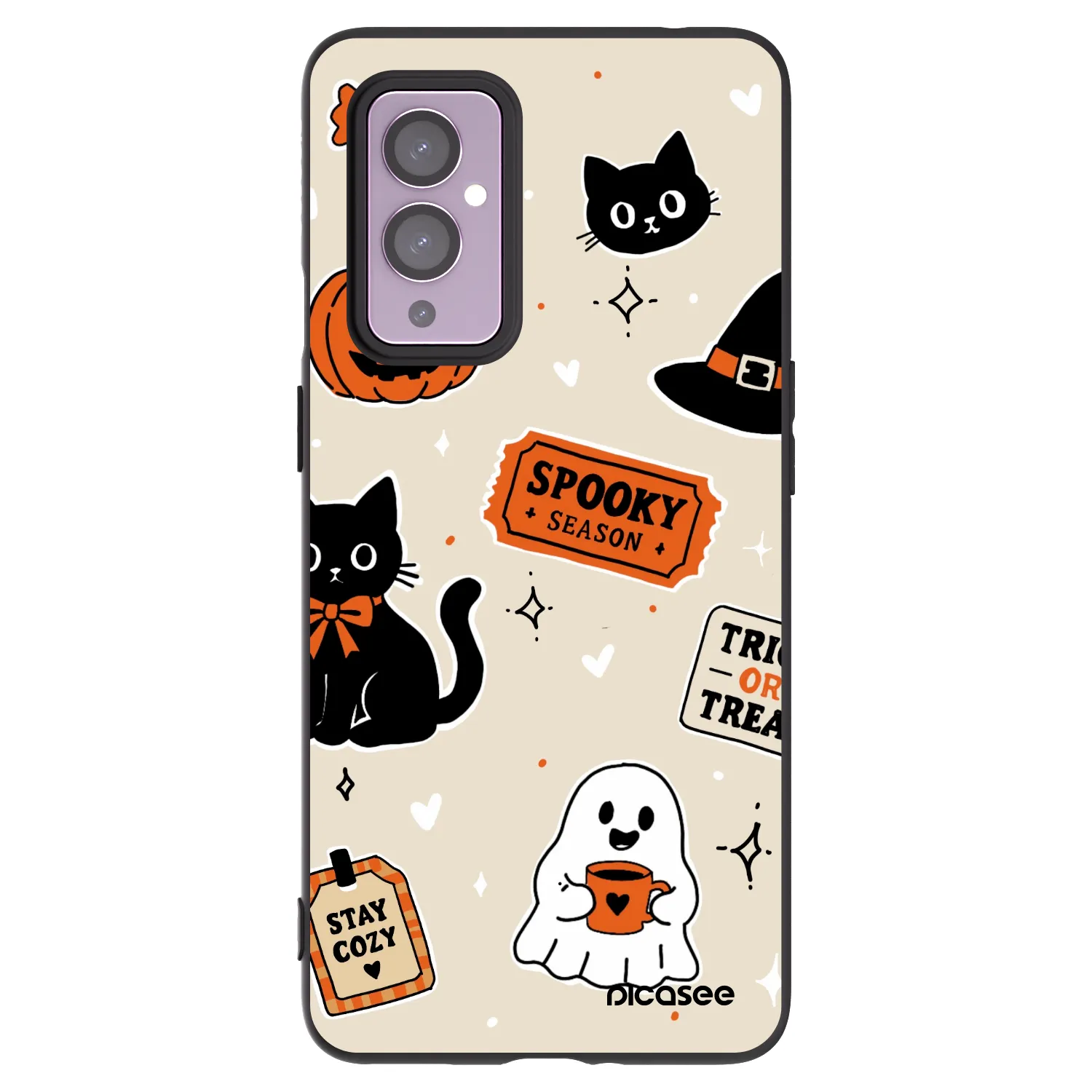 Picasee fekete szilikon tok az alábbi mobiltelefonokra OnePlus 9 - Halloween stickers