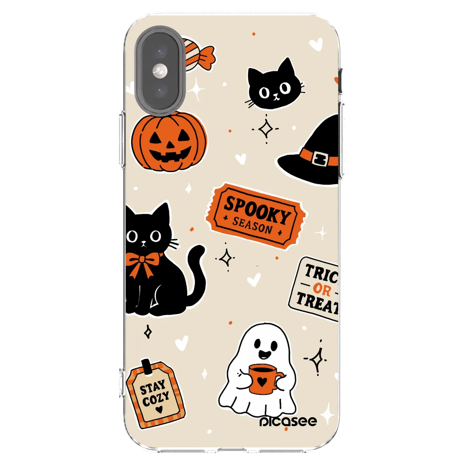 Picasee átlátszó szilikon tok az alábbi mobiltelefonokra Apple iPhone X/XS - Halloween stickers