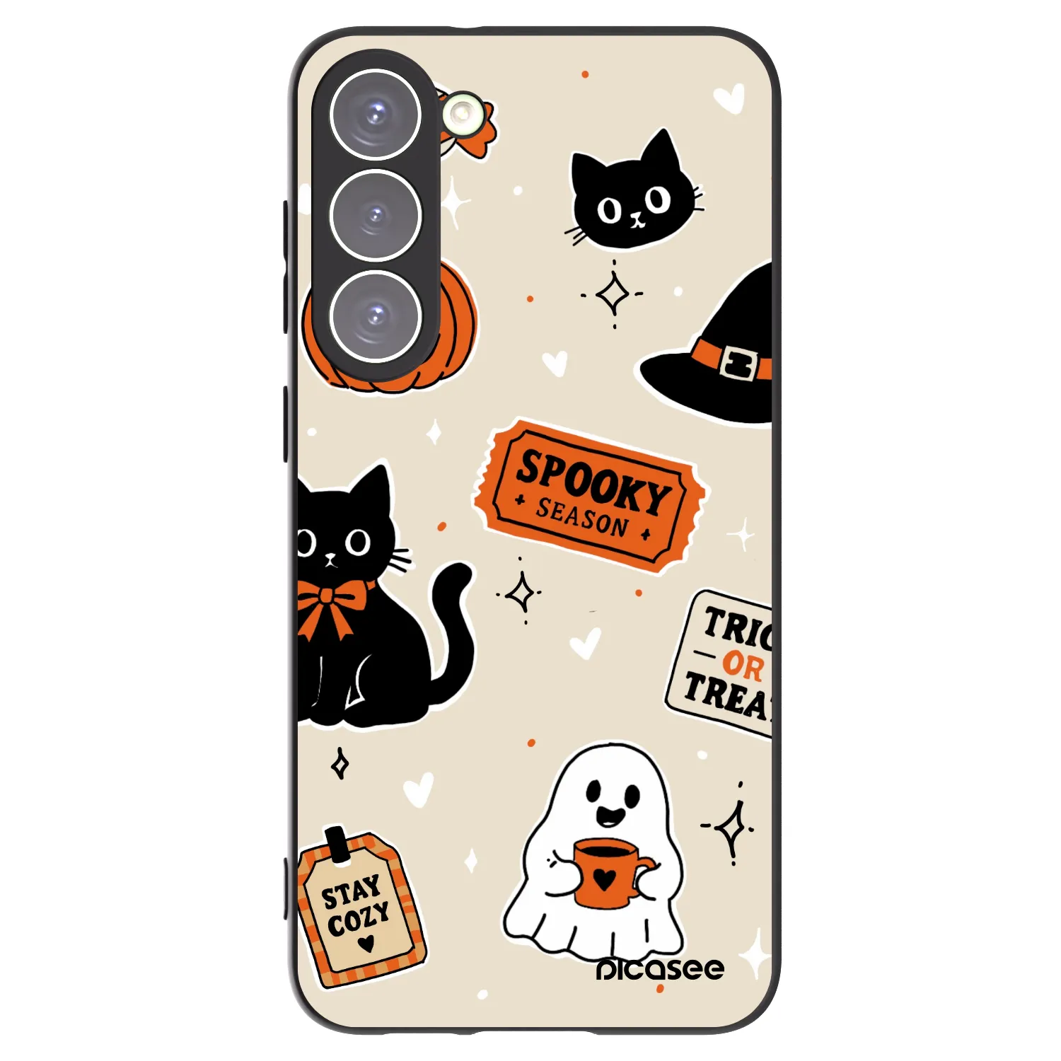 Picasee fekete szilikon tok az alábbi mobiltelefonokra Samsung Galaxy S23+ 5G - Halloween stickers