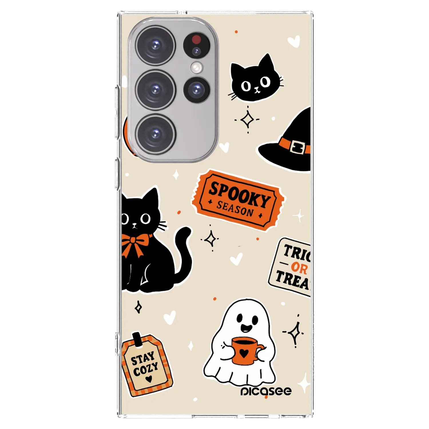 Picasee átlátszó szilikon tok az alábbi mobiltelefonokra Samsung Galaxy S23 Ultra 5G - Halloween stickers