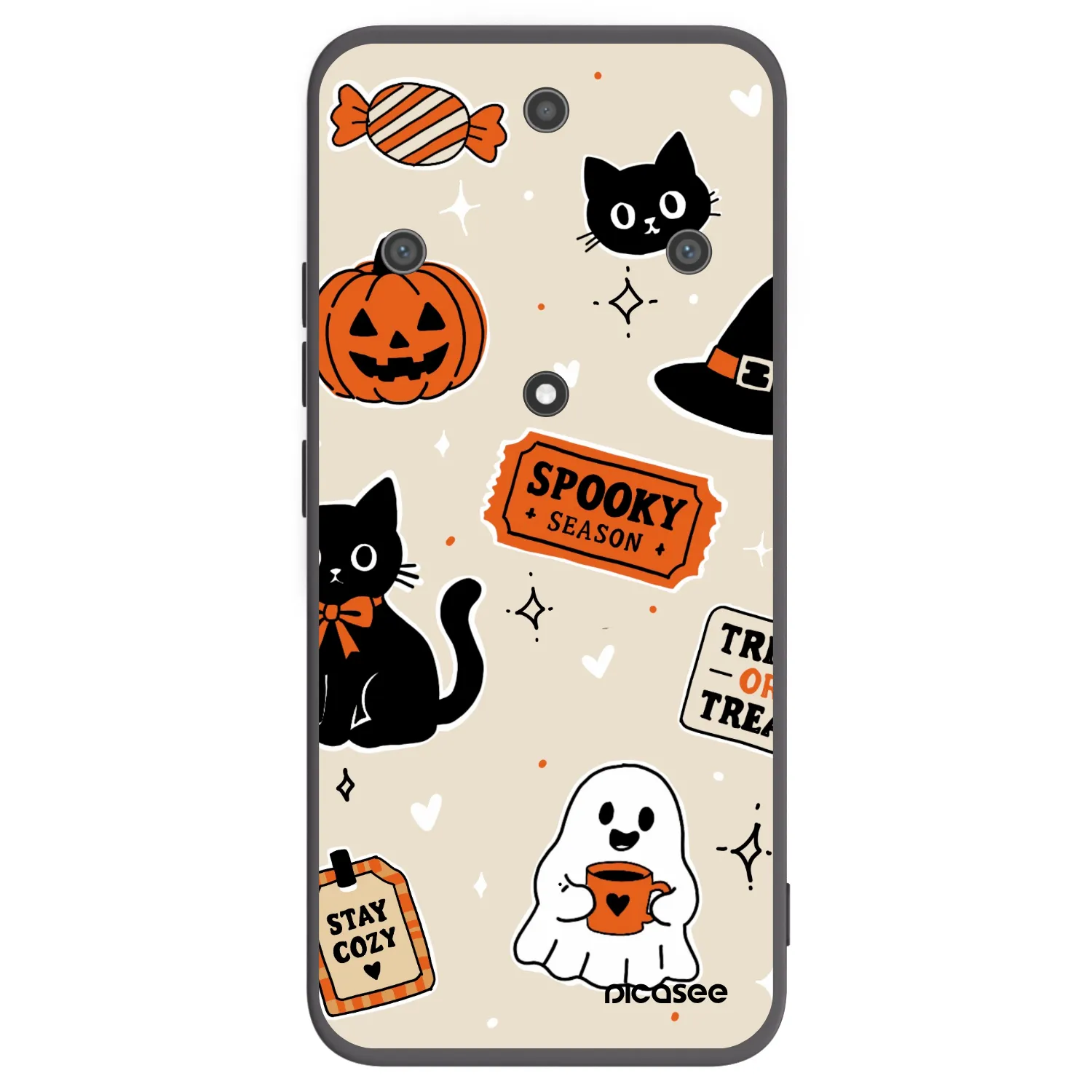Picasee fekete szilikon tok az alábbi mobiltelefonokra Honor Magic5 Lite 5G - Halloween stickers