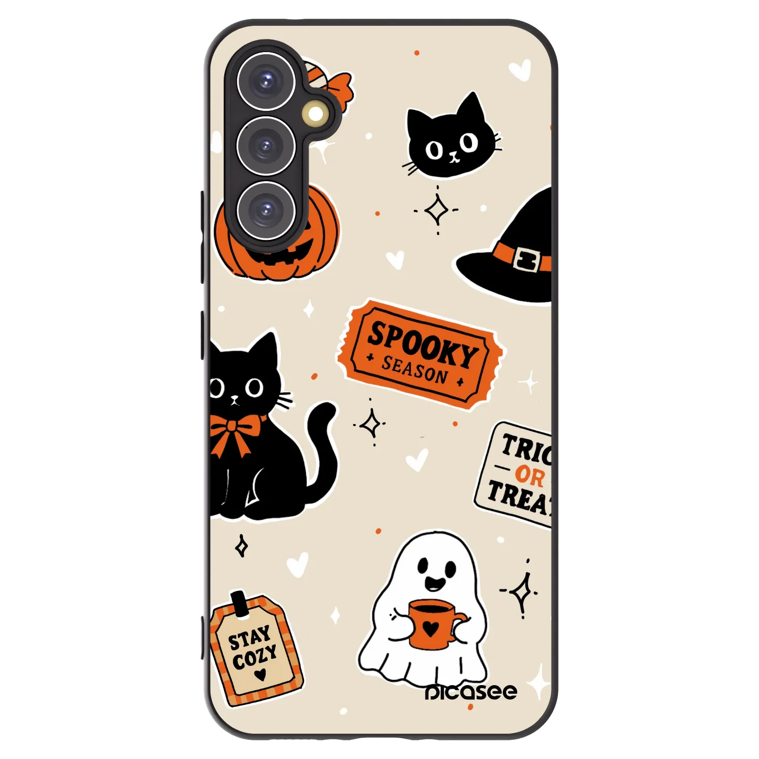 Picasee fekete szilikon tok az alábbi mobiltelefonokra Samsung Galaxy A34 5G A346B - Halloween stickers
