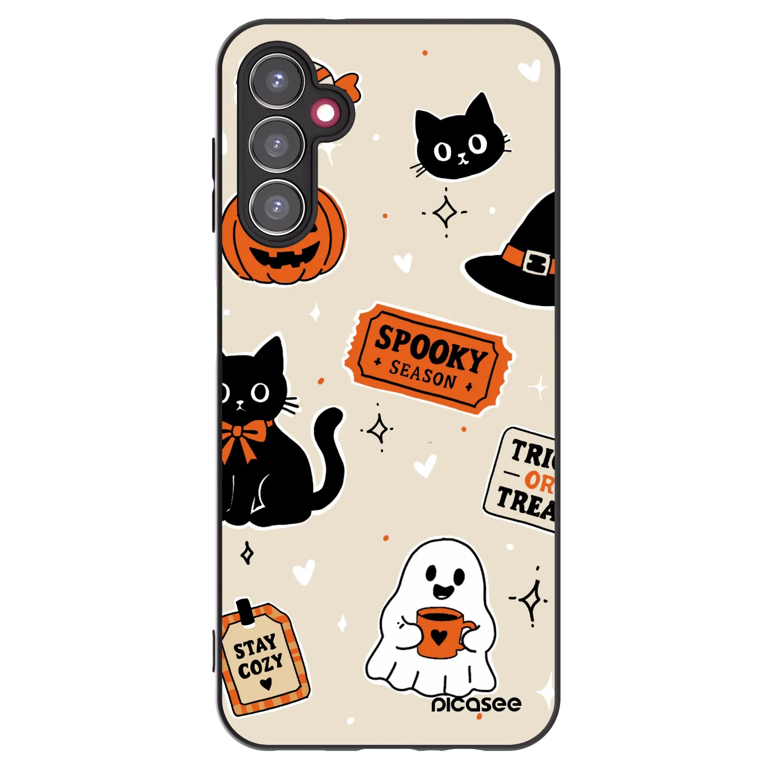 Picasee fekete szilikon tok az alábbi mobiltelefonokra Samsung Galaxy A14 4G A145R - Halloween stickers