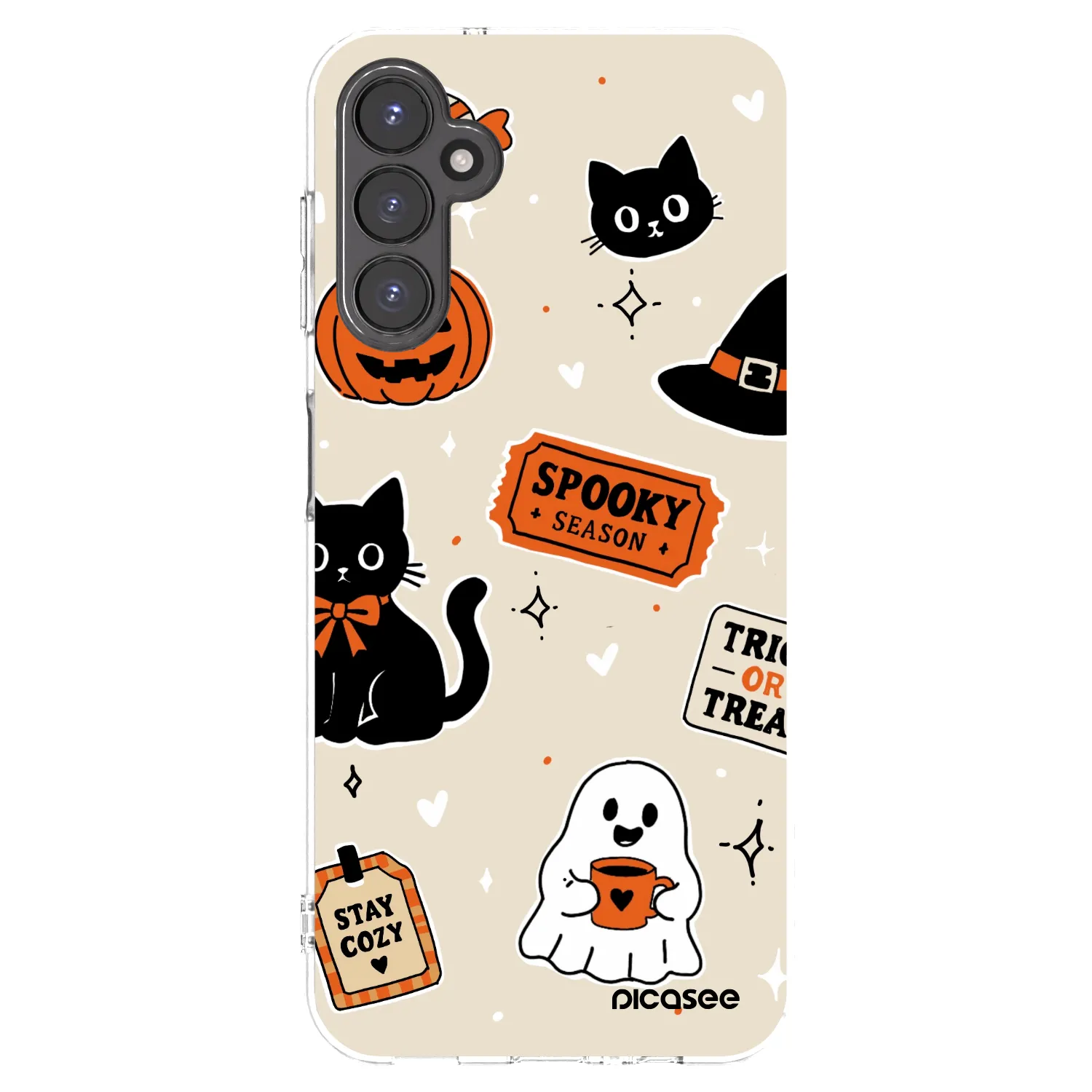 Picasee átlátszó szilikon tok az alábbi mobiltelefonokra Samsung Galaxy A14 4G A145R - Halloween stickers