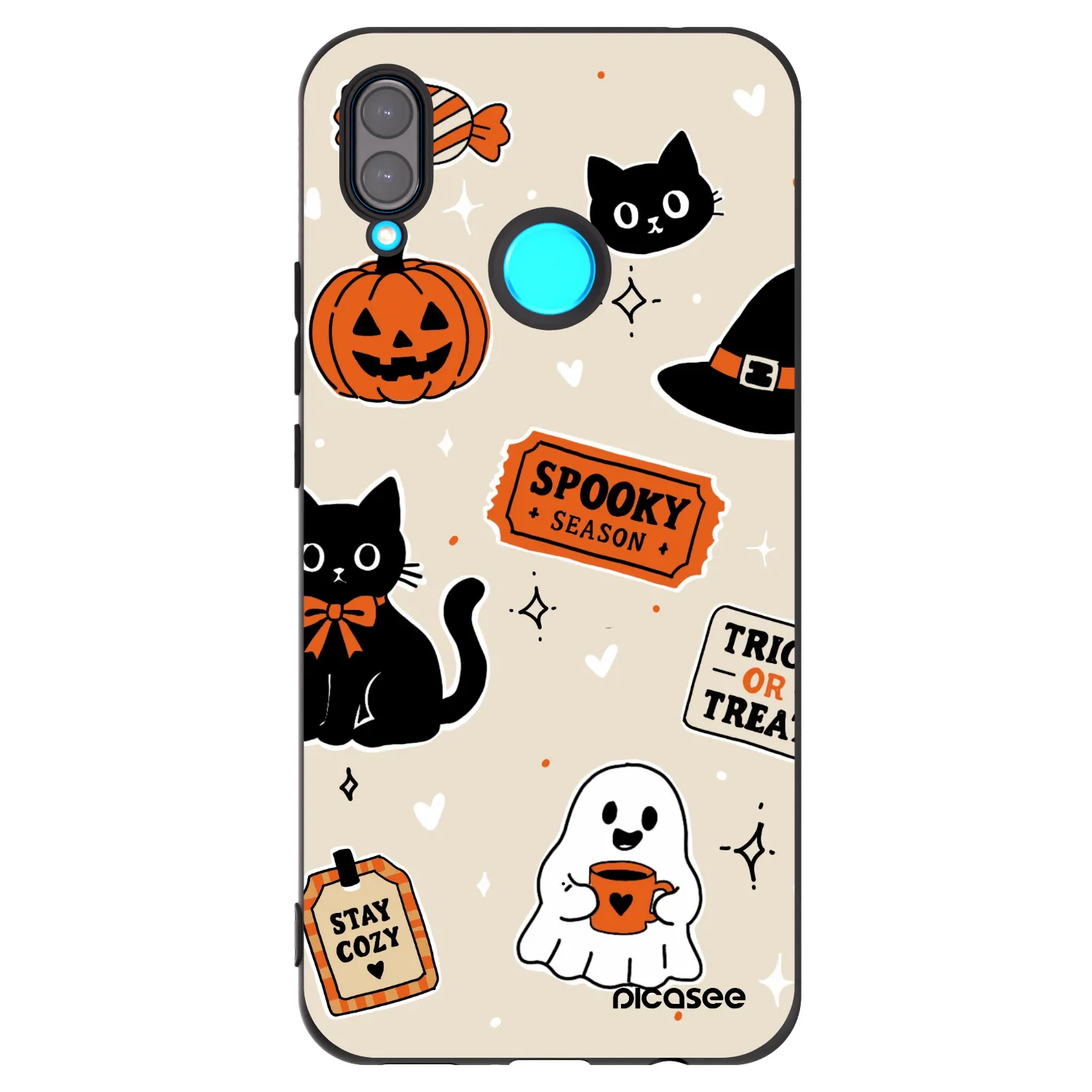 Picasee fekete szilikon tok az alábbi mobiltelefonokra Huawei Nova 3 - Halloween stickers