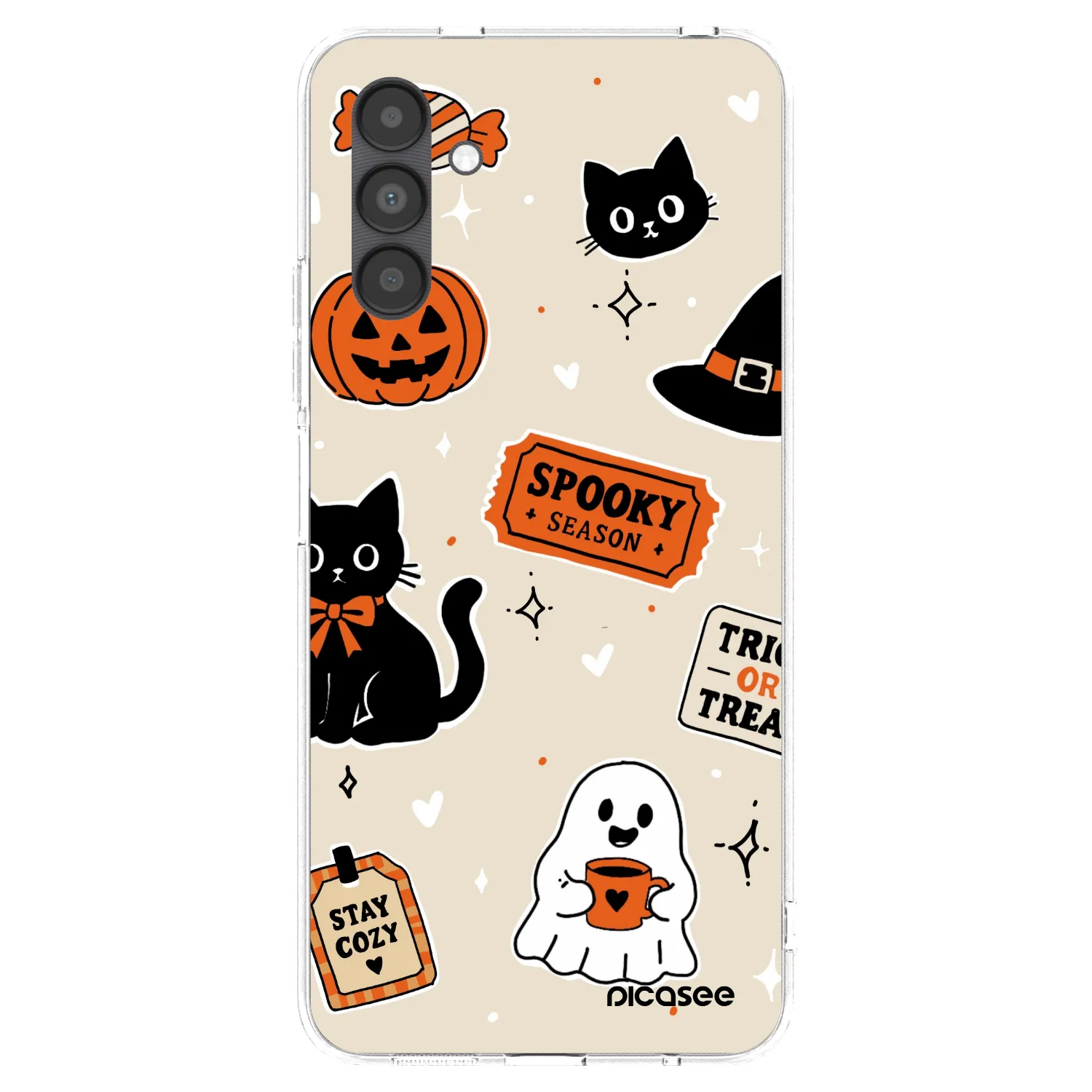 Picasee átlátszó szilikon tok az alábbi mobiltelefonokra Samsung Galaxy A04s A047F - Halloween stickers