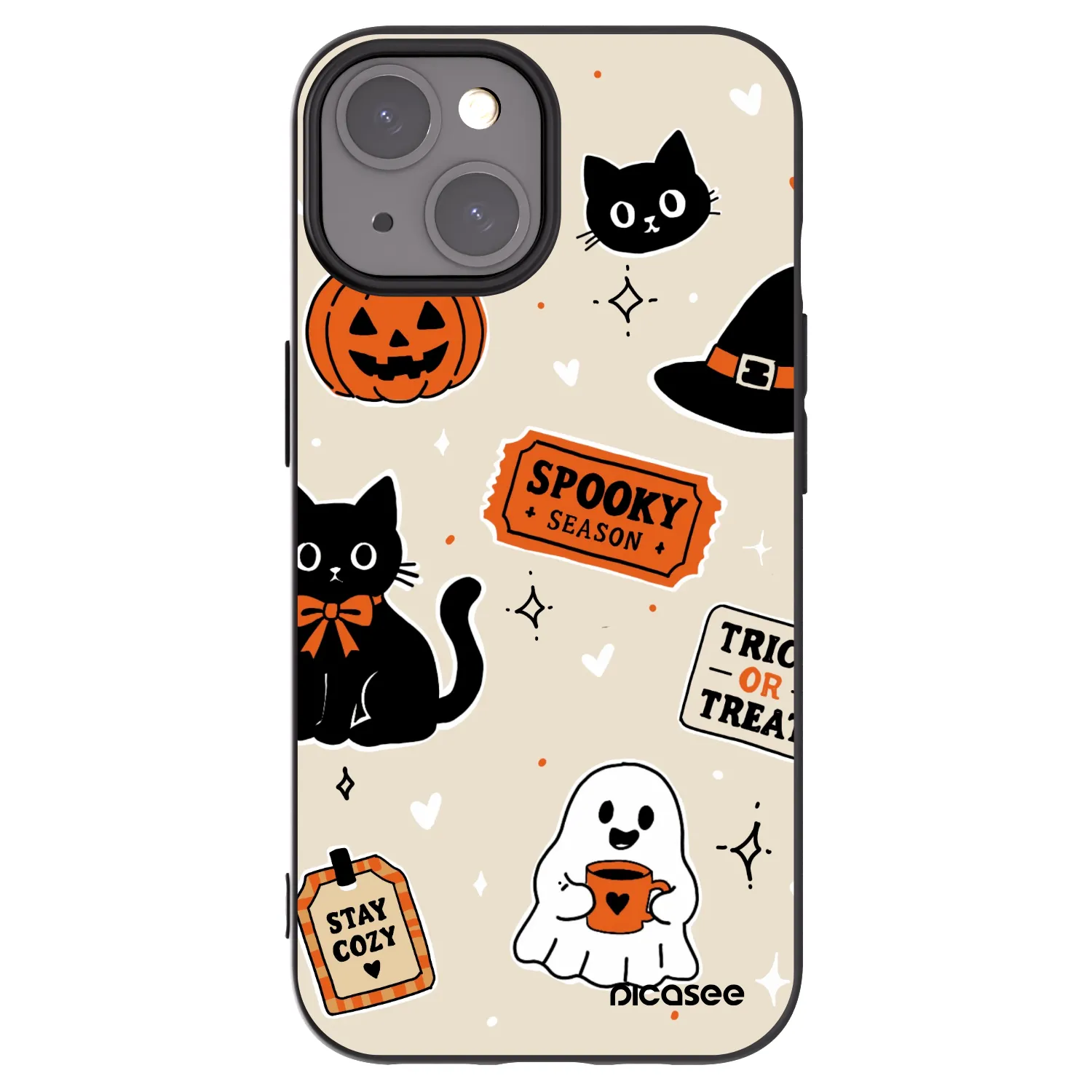 Picasee fekete szilikon tok az alábbi mobiltelefonokra Apple iPhone 15 - Halloween stickers