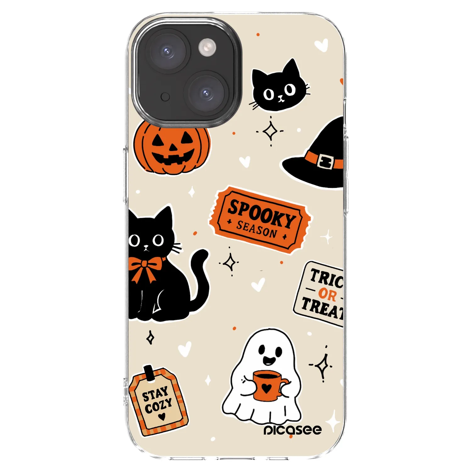 Picasee átlátszó szilikon tok az alábbi mobiltelefonokra Apple iPhone 15 - Halloween stickers
