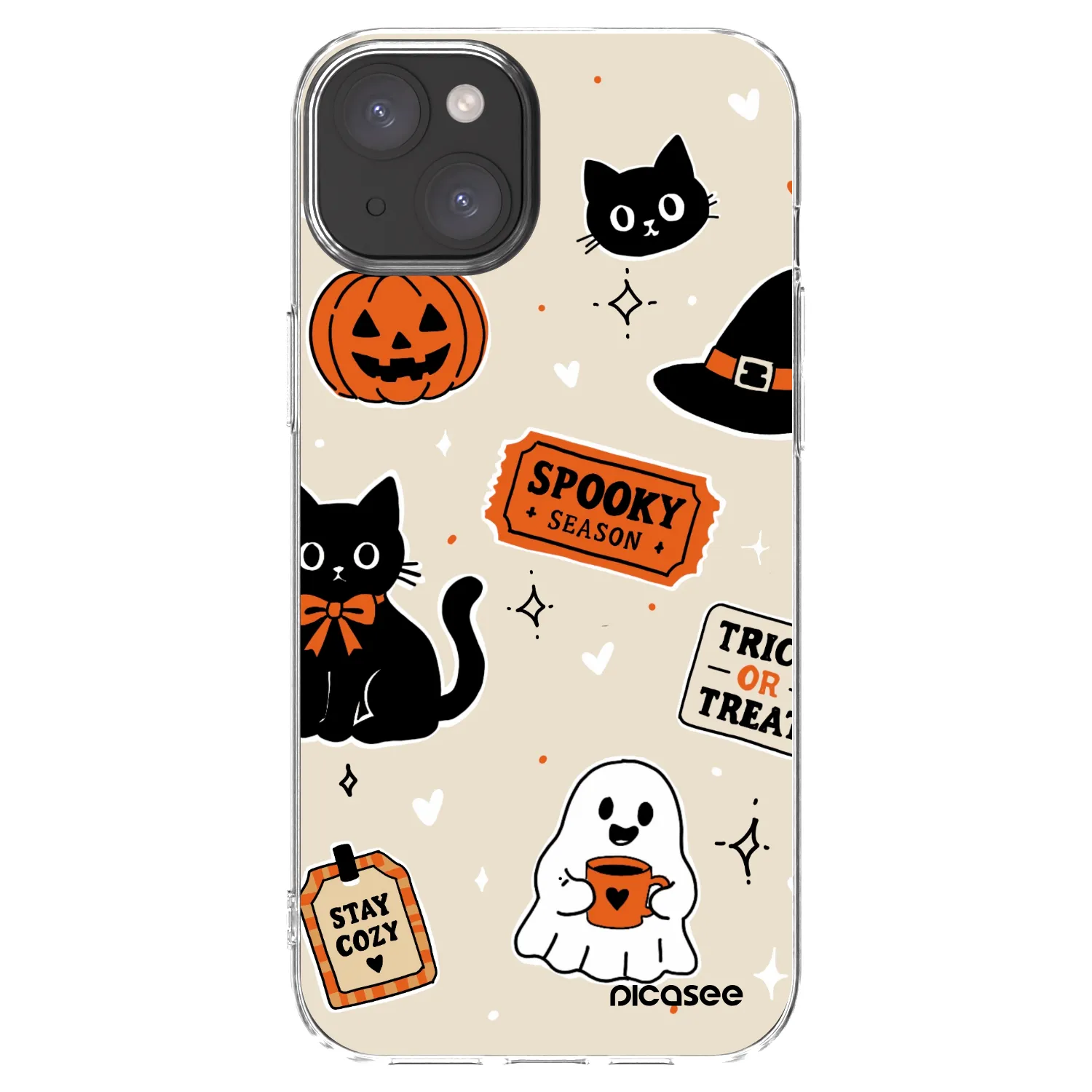 Picasee átlátszó szilikon tok az alábbi mobiltelefonokra Apple iPhone 15 Plus - Halloween stickers