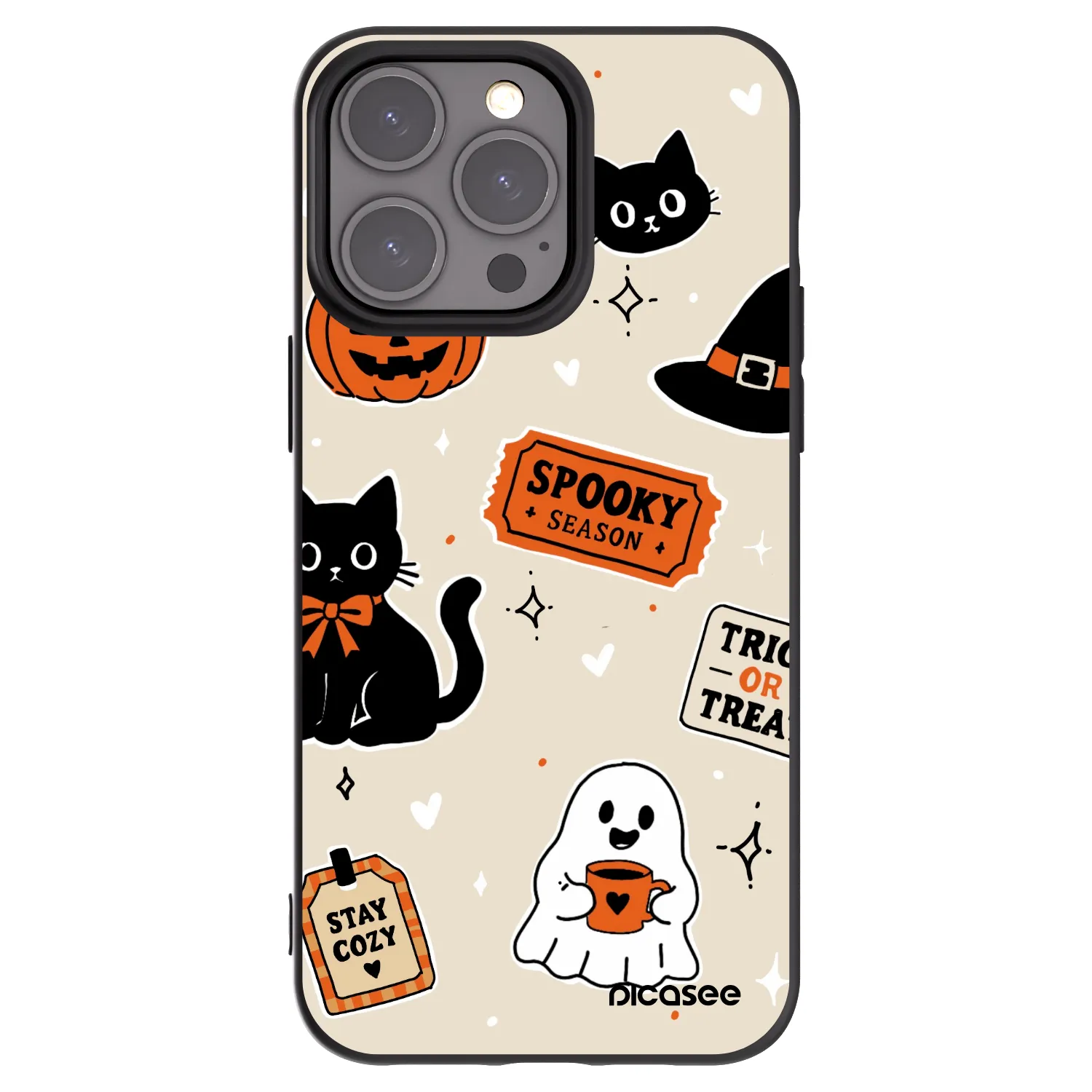 Picasee fekete szilikon tok az alábbi mobiltelefonokra Apple iPhone 15 Pro Max - Halloween stickers