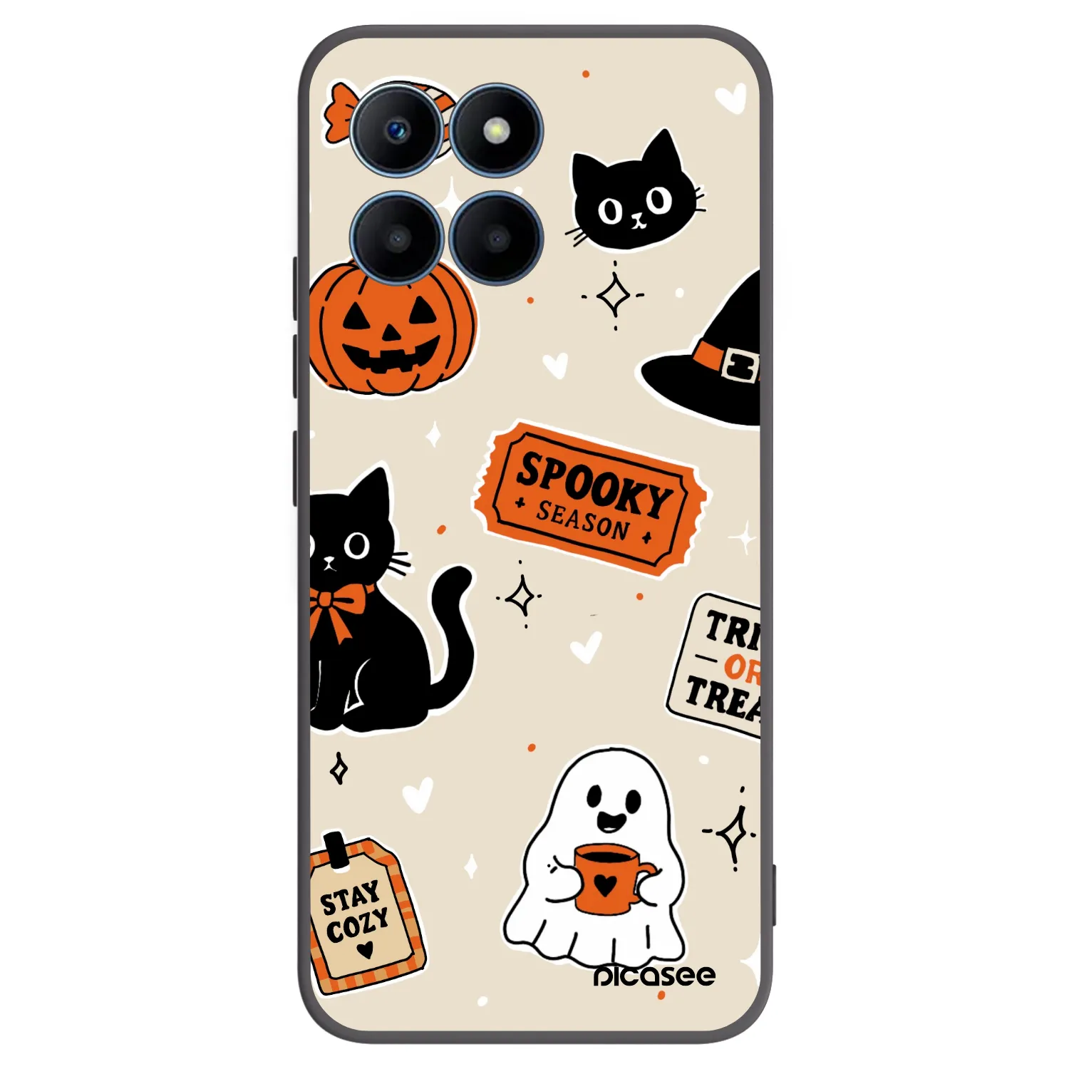 Picasee fekete szilikon tok az alábbi mobiltelefonokra Honor 70 Lite - Halloween stickers