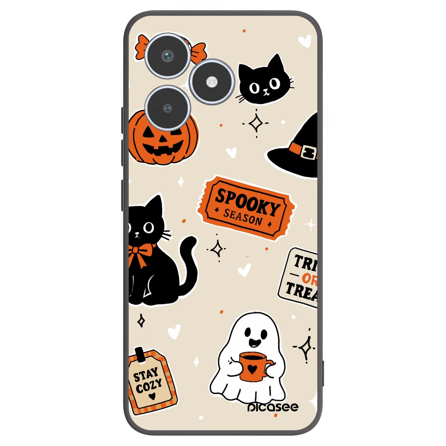 Picasee fekete szilikon tok az alábbi mobiltelefonokra Realme C53 - Halloween stickers