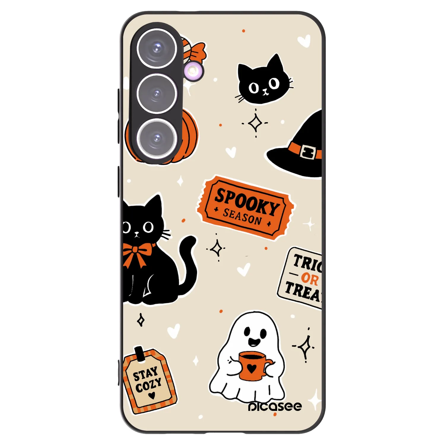 Picasee fekete szilikon tok az alábbi mobiltelefonokra Samsung Galaxy S24+ S926B 5G - Halloween stickers