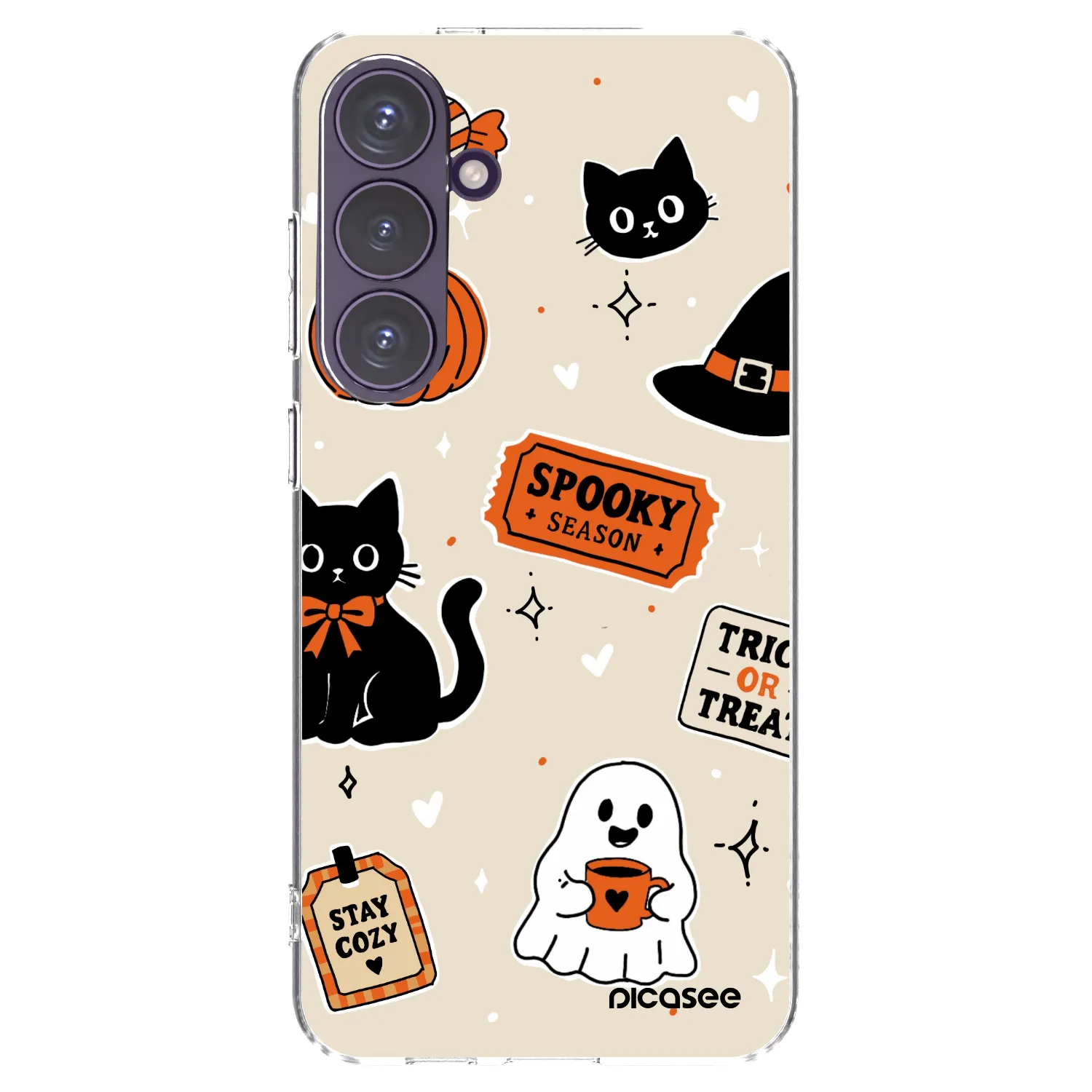 Picasee átlátszó szilikon tok az alábbi mobiltelefonokra Samsung Galaxy S24+ S926B 5G - Halloween stickers
