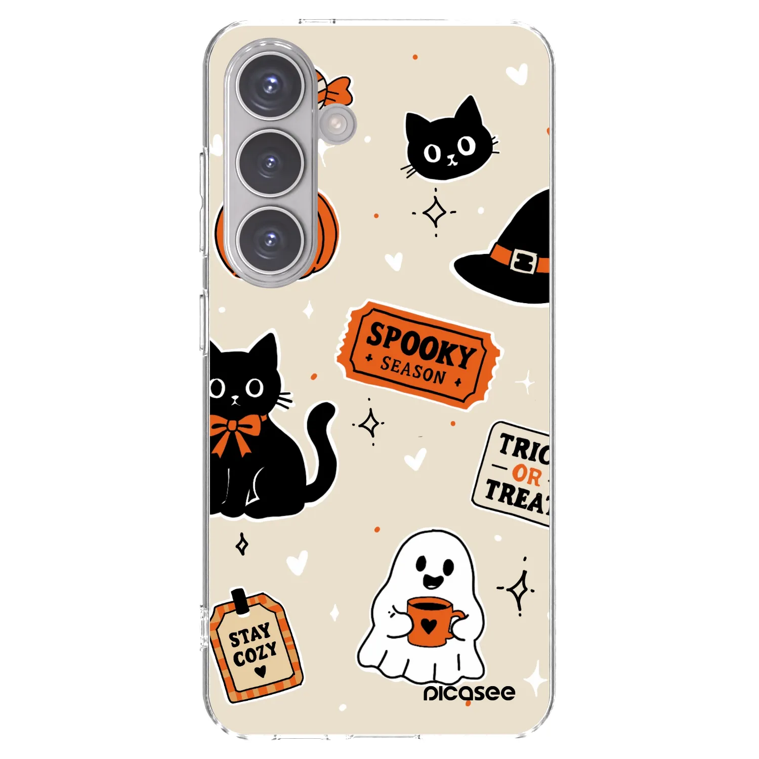 Picasee átlátszó szilikon tok az alábbi mobiltelefonokra Samsung Galaxy S24 S921B 5G - Halloween stickers