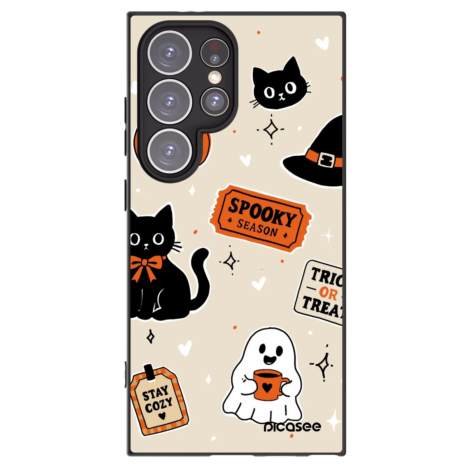 Picasee fekete szilikon tok az alábbi mobiltelefonokra Samsung Galaxy S24 Ultra S928B 5G - Halloween stickers