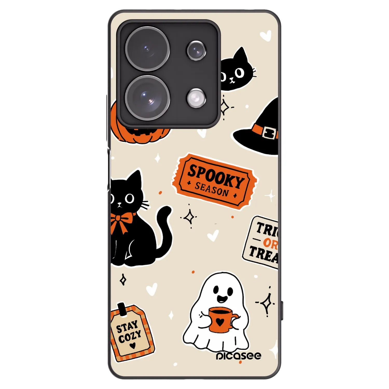 Picasee fekete szilikon tok az alábbi mobiltelefonokra Xiaomi Redmi Note 13 Pro 4G - Halloween stickers