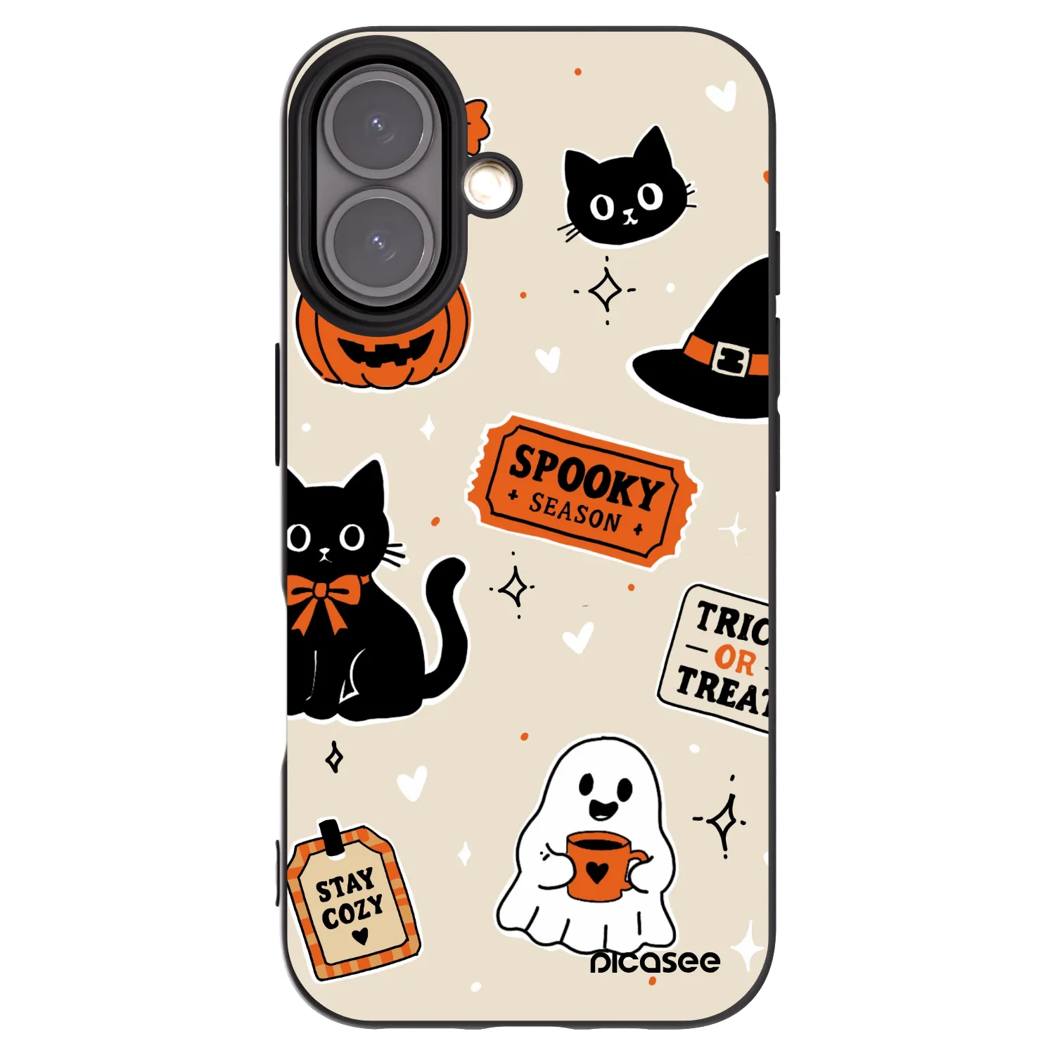 Picasee fekete szilikon tok az alábbi mobiltelefonokra Apple iPhone 16 - Halloween stickers