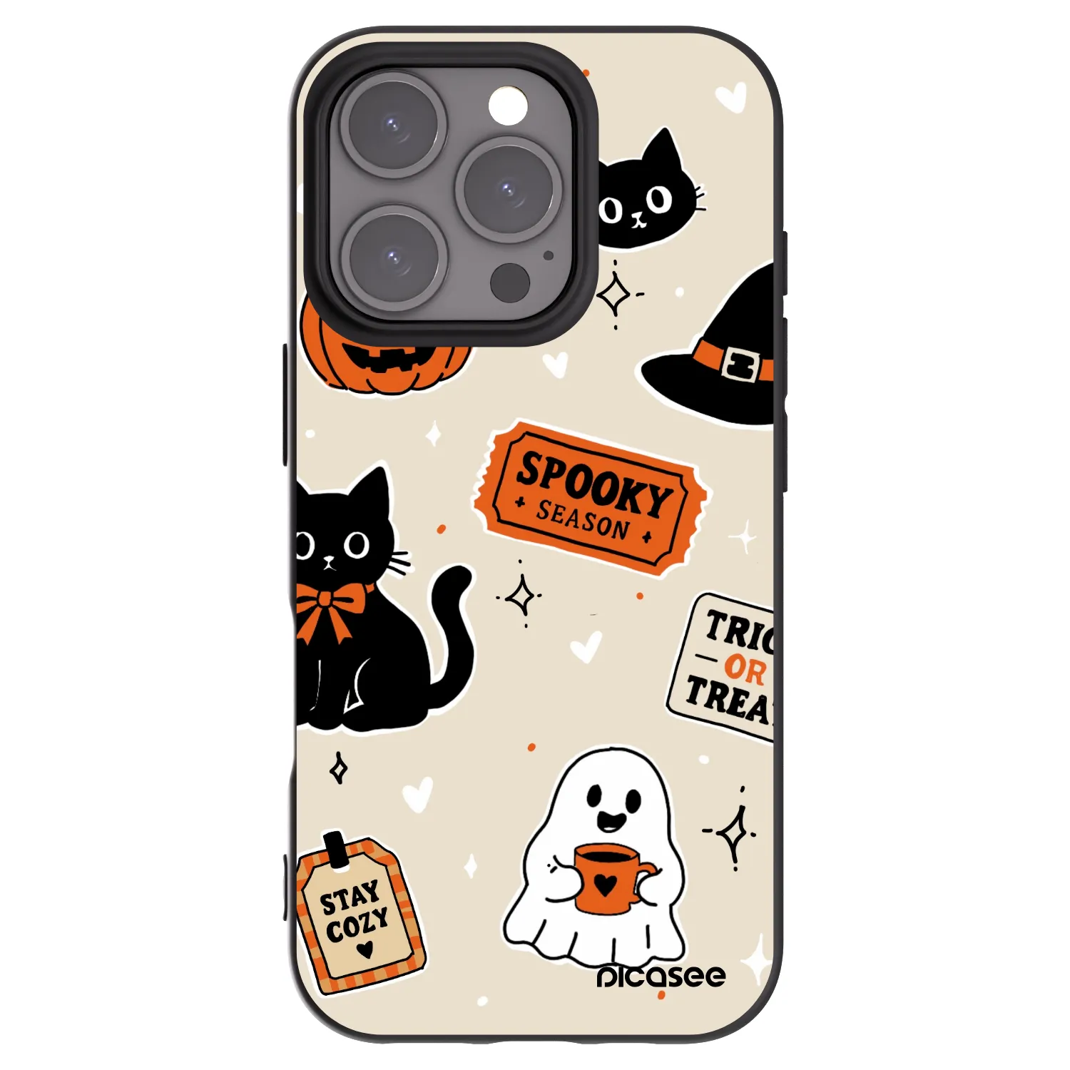 Picasee fekete szilikon tok az alábbi mobiltelefonokra Apple iPhone 16 Pro - Halloween stickers