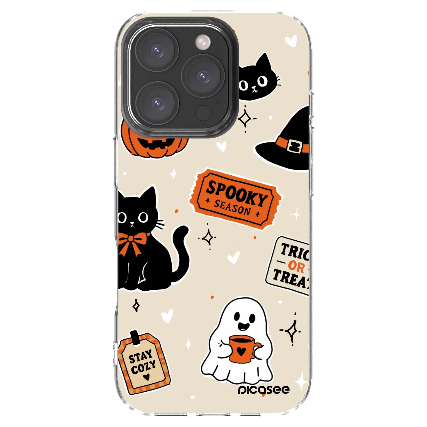 Picasee átlátszó szilikon tok az alábbi mobiltelefonokra Apple iPhone 16 Pro - Halloween stickers