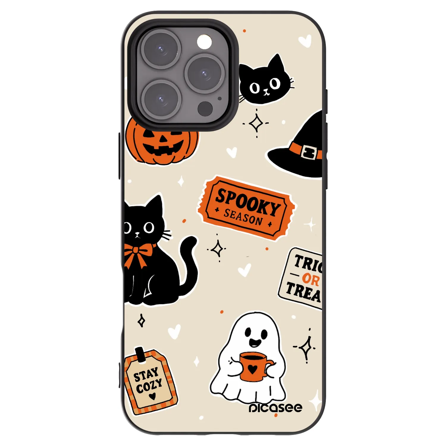 Picasee fekete szilikon tok az alábbi mobiltelefonokra Apple iPhone 16 Pro Max - Halloween stickers