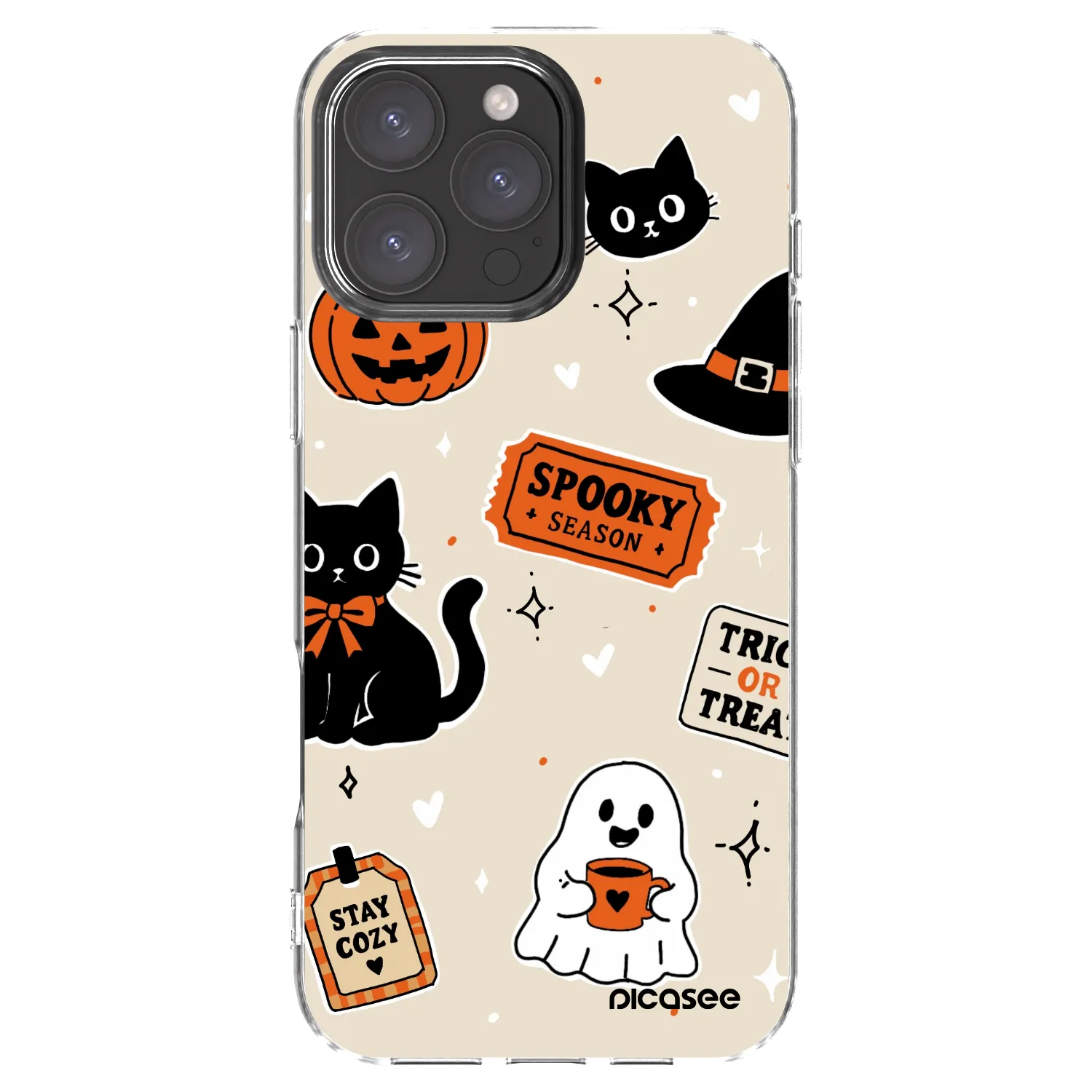 Picasee átlátszó szilikon tok az alábbi mobiltelefonokra Apple iPhone 16 Pro Max - Halloween stickers