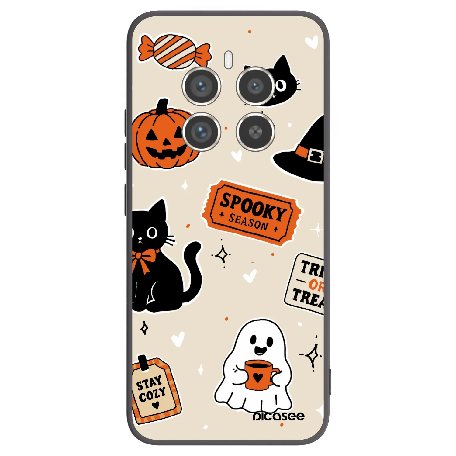 Picasee fekete szilikon tok az alábbi mobiltelefonokra Realme 12 Pro 5G - Halloween stickers
