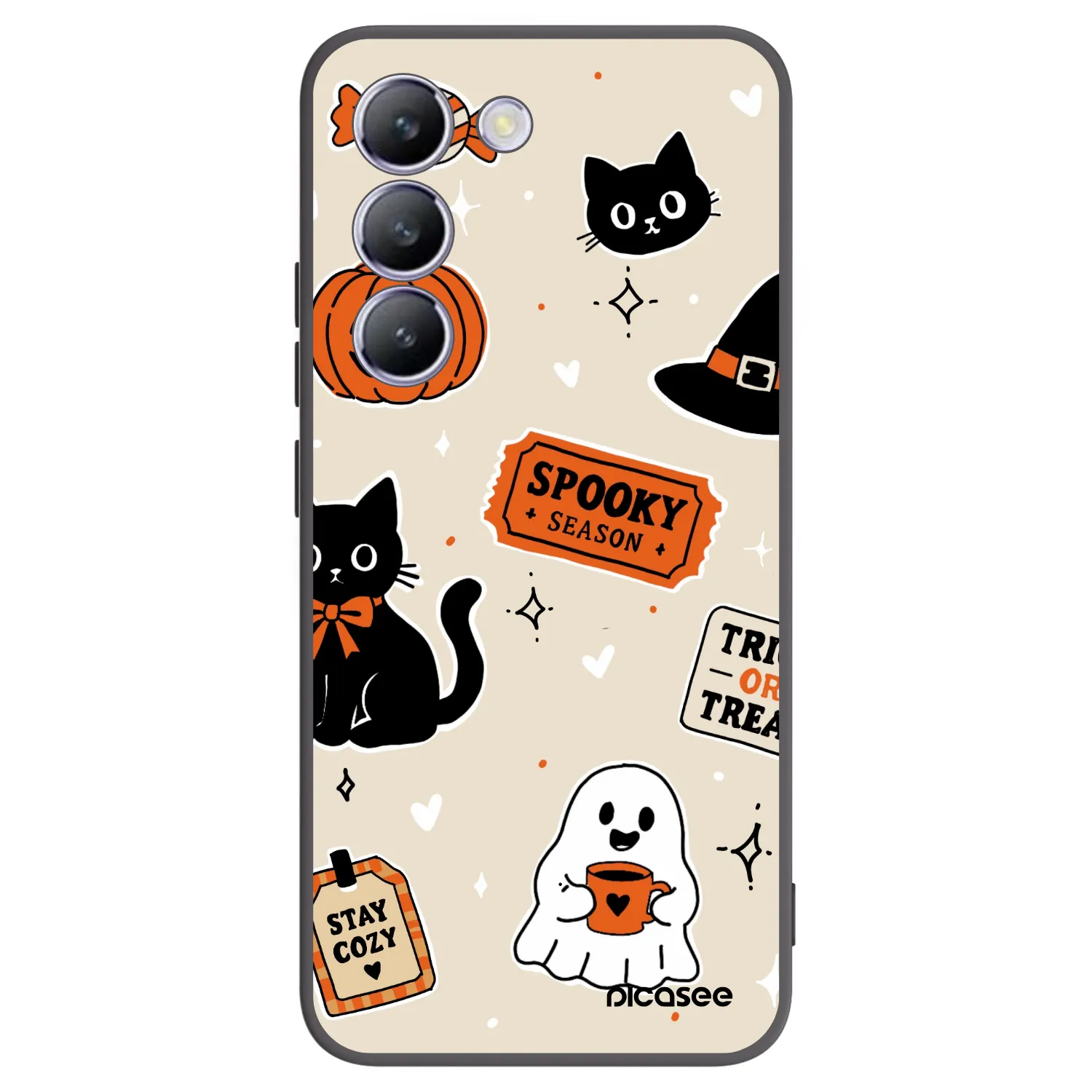 Picasee fekete szilikon tok az alábbi mobiltelefonokra Vivo V40 SE 5G - Halloween stickers